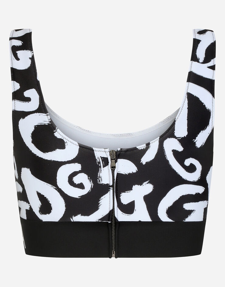 Jersey bralette with graffiti logo print - 3
