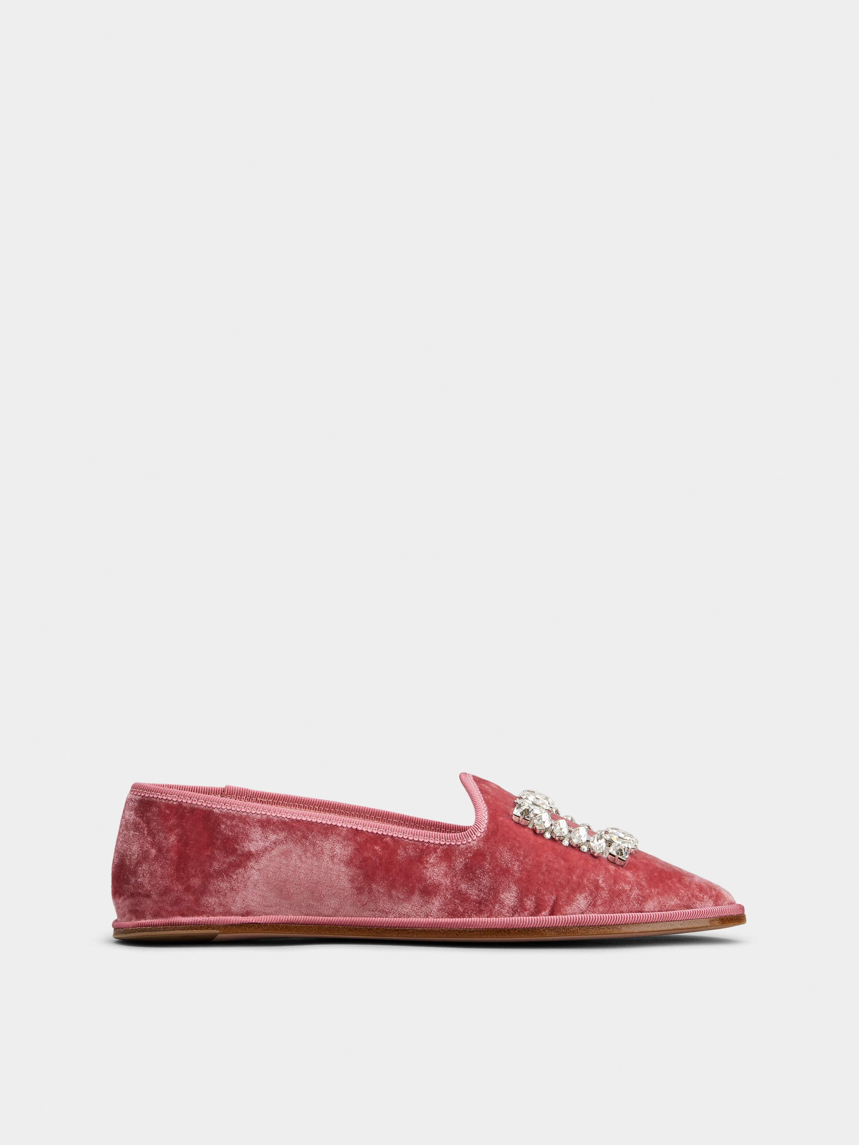 Babby Viv' Strass Embroidered Buckle Slippers in Velvet - 1