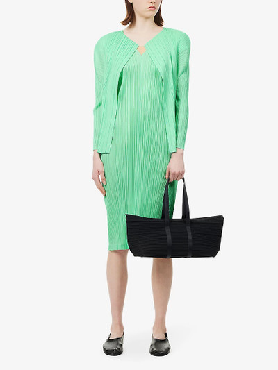 Pleats Please Issey Miyake Pleated round-neck knitted cardigan outlook
