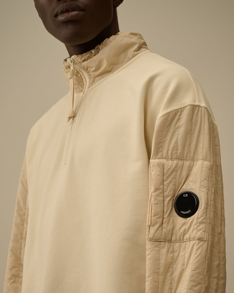 Diagonal Raised Fleece Mixed Half Zip Sweatshirt 5