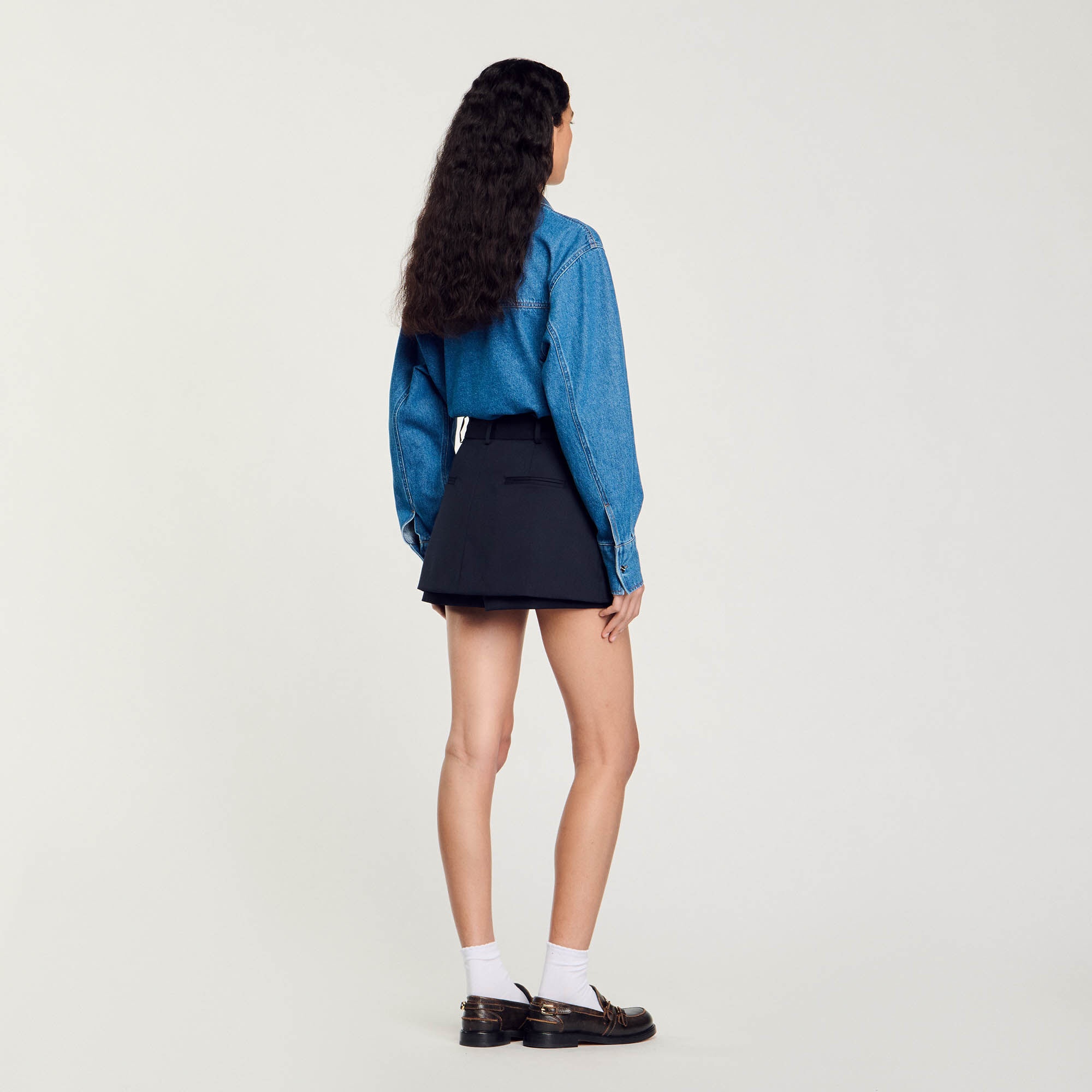 SKORT WITH DECORATIVE BELT LOOPS - 6