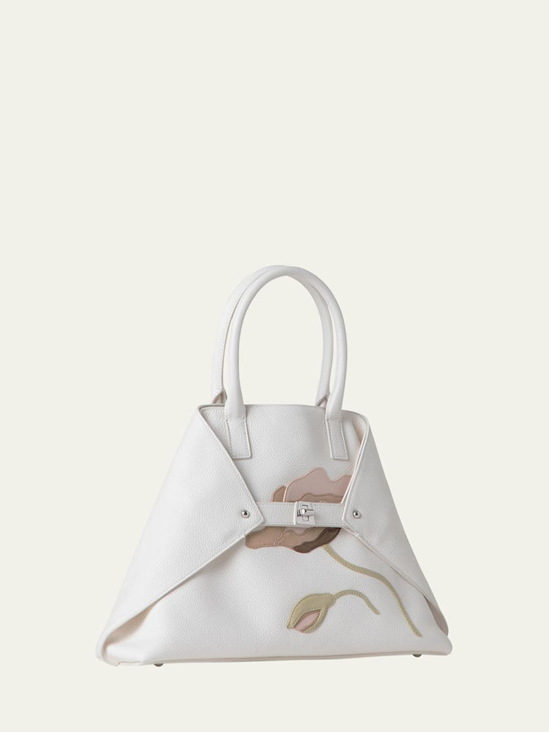 AKRIS Ai Small Flower Leather Top-Handle Bag outlook