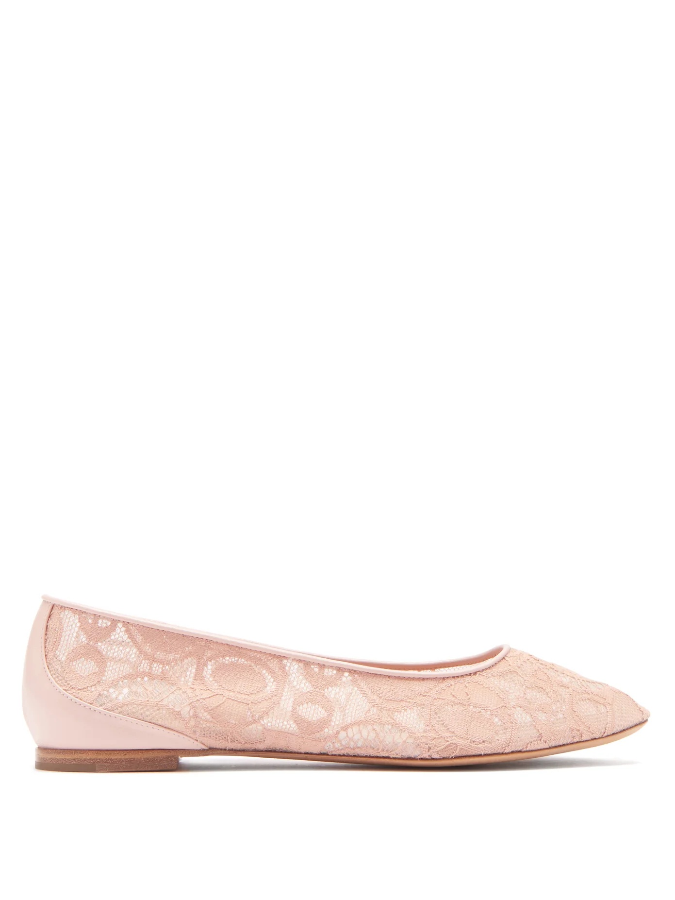 Lauren logo-lace and leather ballerina flats - 1