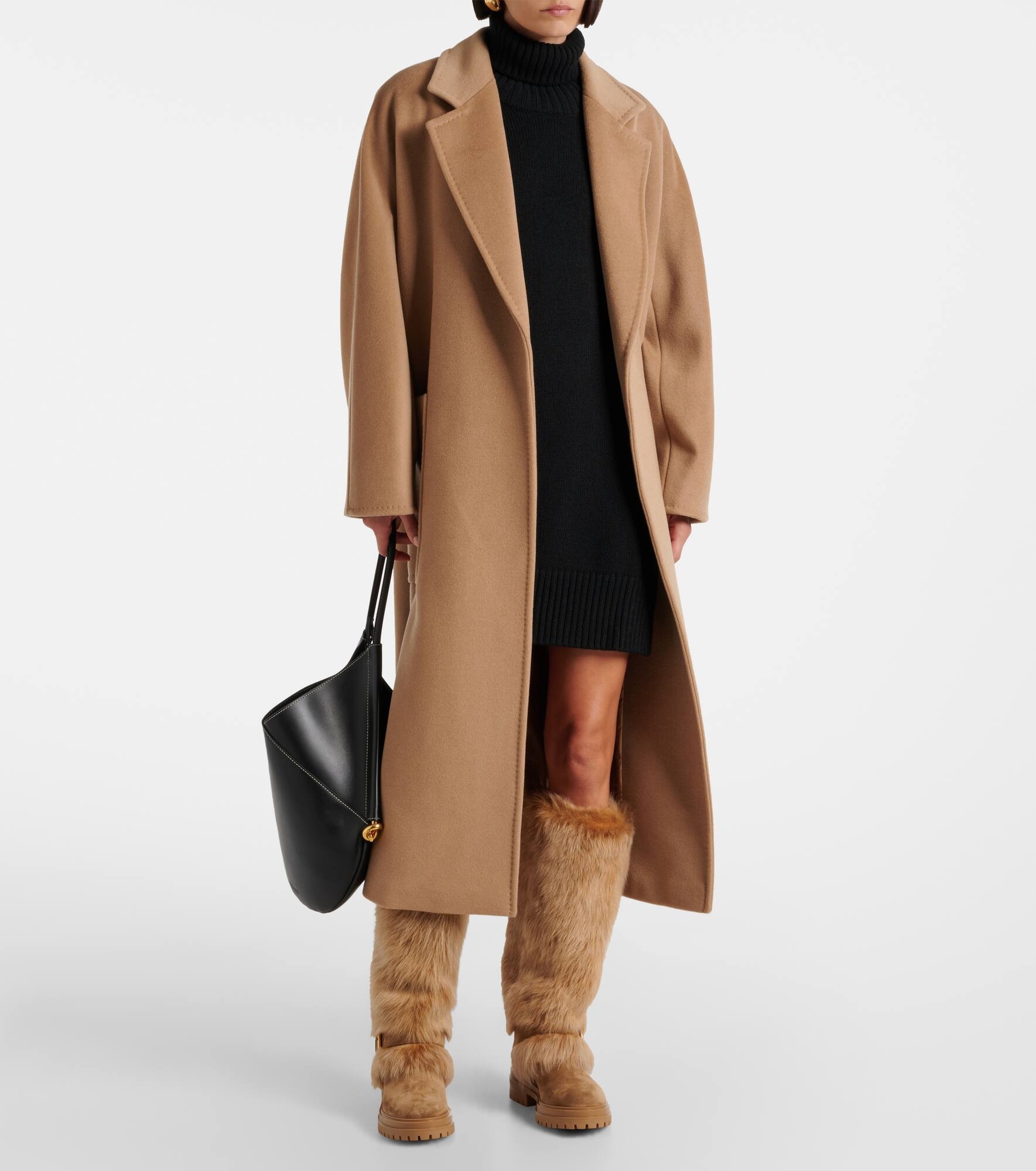 Shearling-trimmed suede knee-high boots - 3