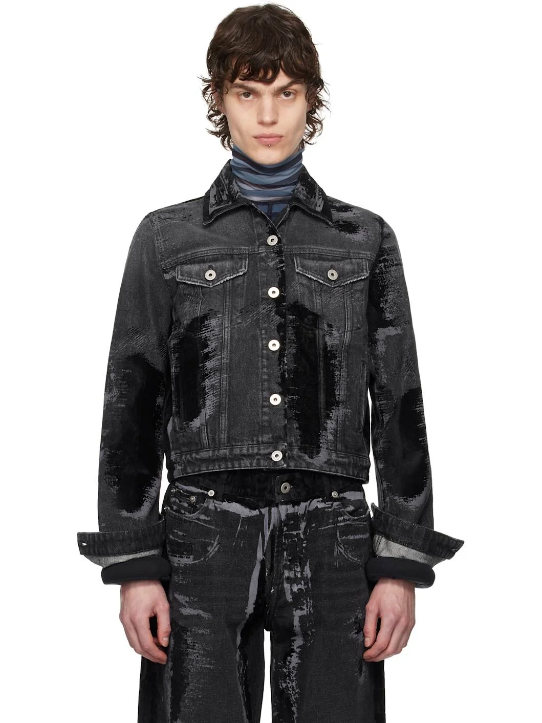 Black 'The Flocked' Denim Jacket - 1