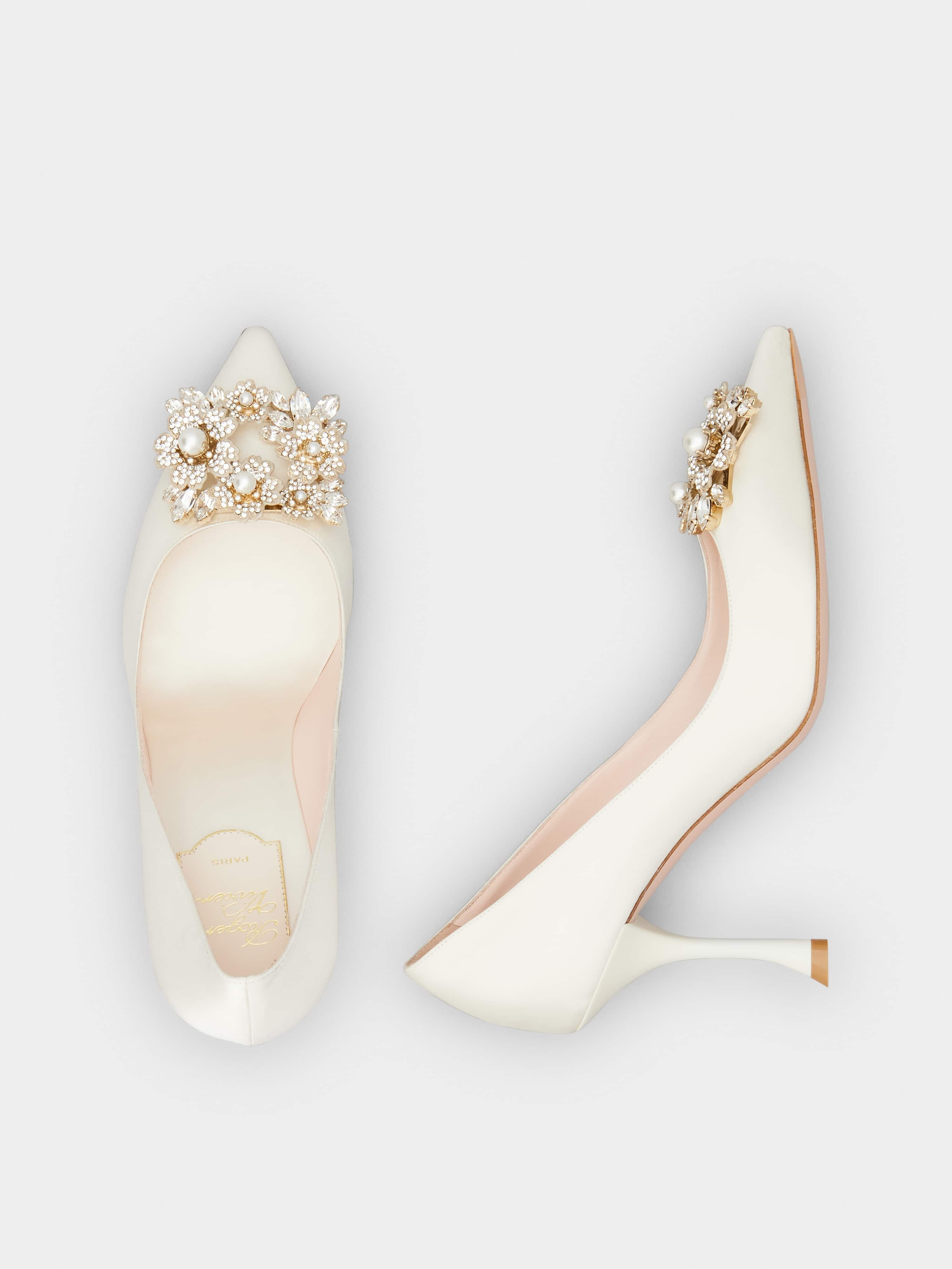 RV Bouquet Strass Pearl Buckle Pumps in Satin - 4