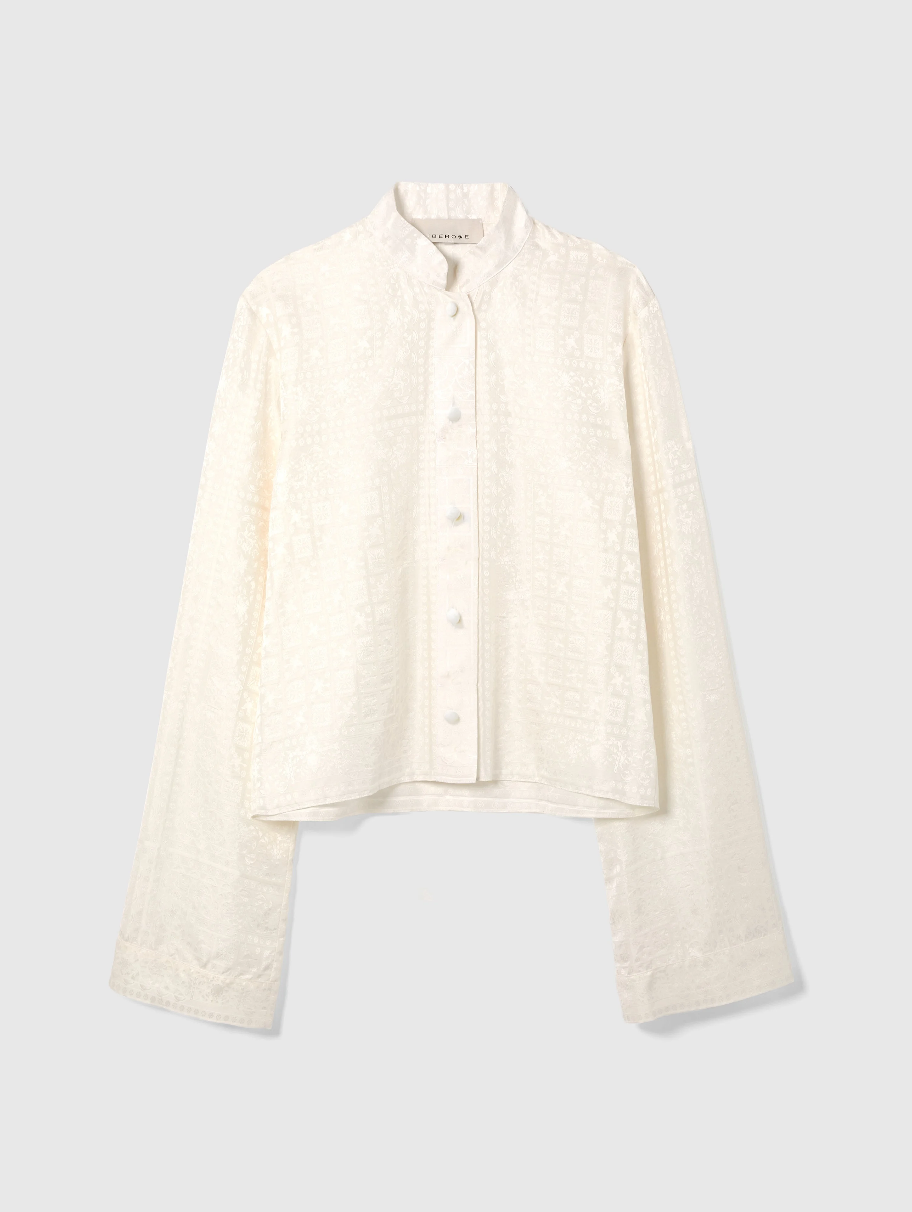 NISHA SILK SHIRT IN IVORY JACQUARD - 1