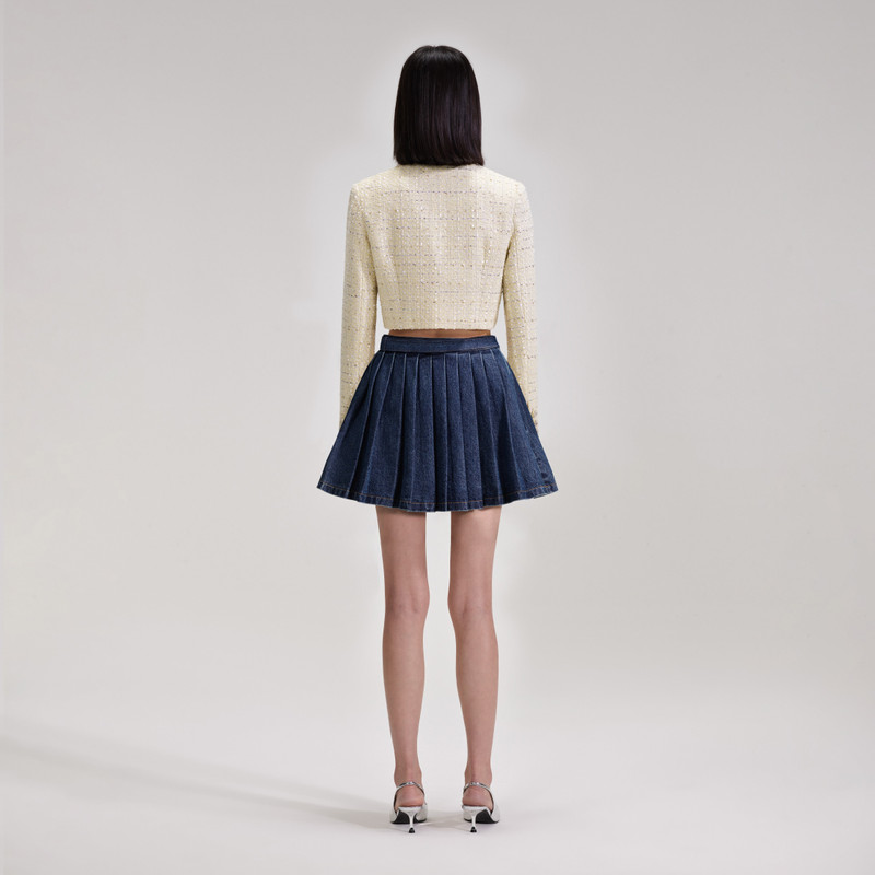 self-portrait Yellow Boucle Cropped Jacket outlook