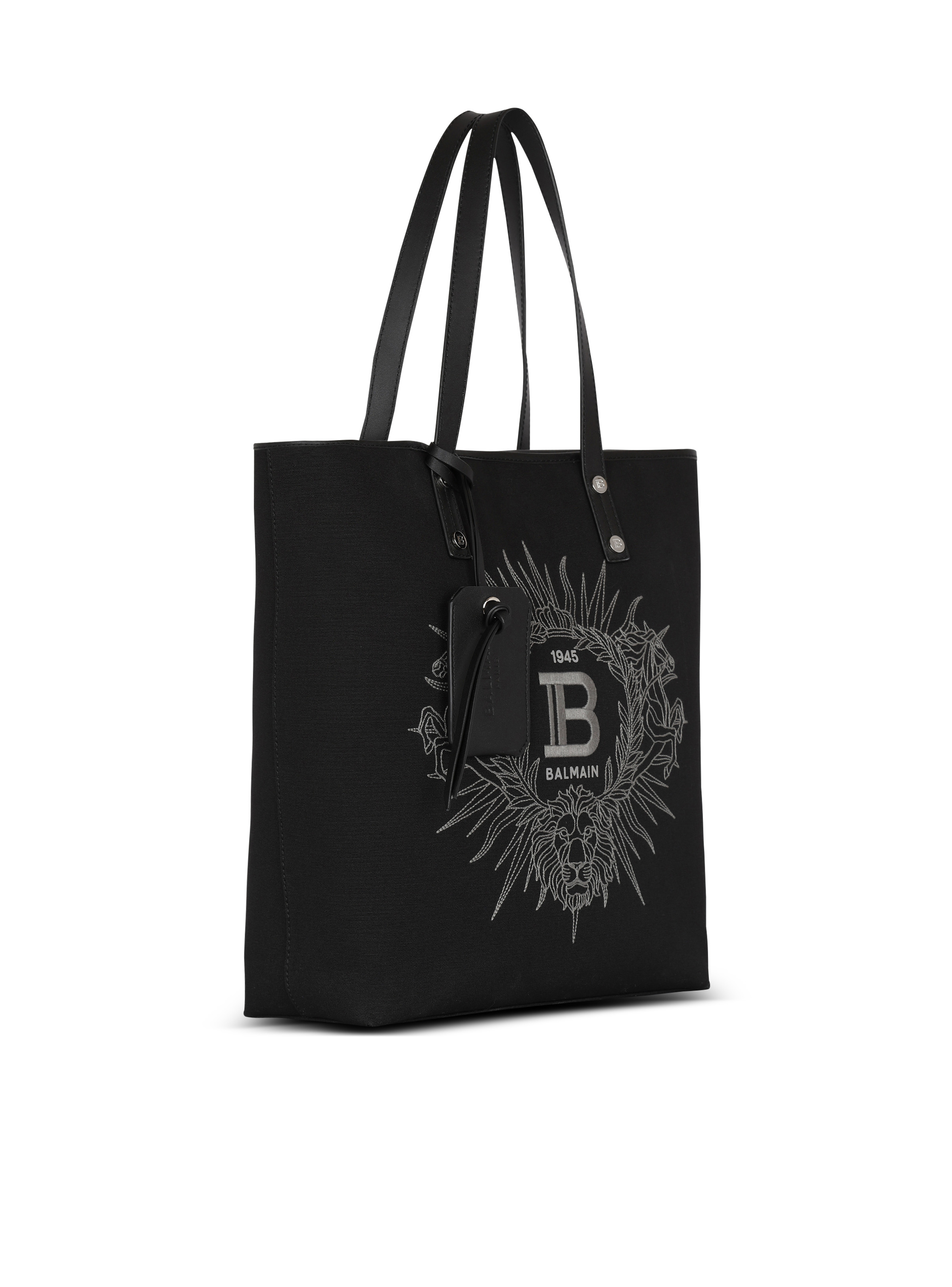 Balmain Varsity monogrammed canvas and leather tote bag - 3