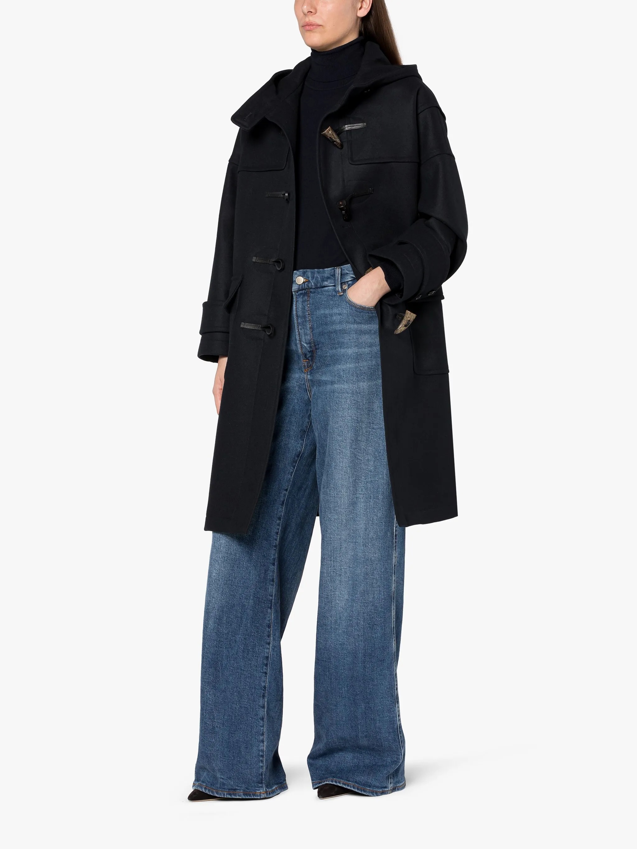 HUMBIE NAVY WOOL DUFFLE COAT - 2