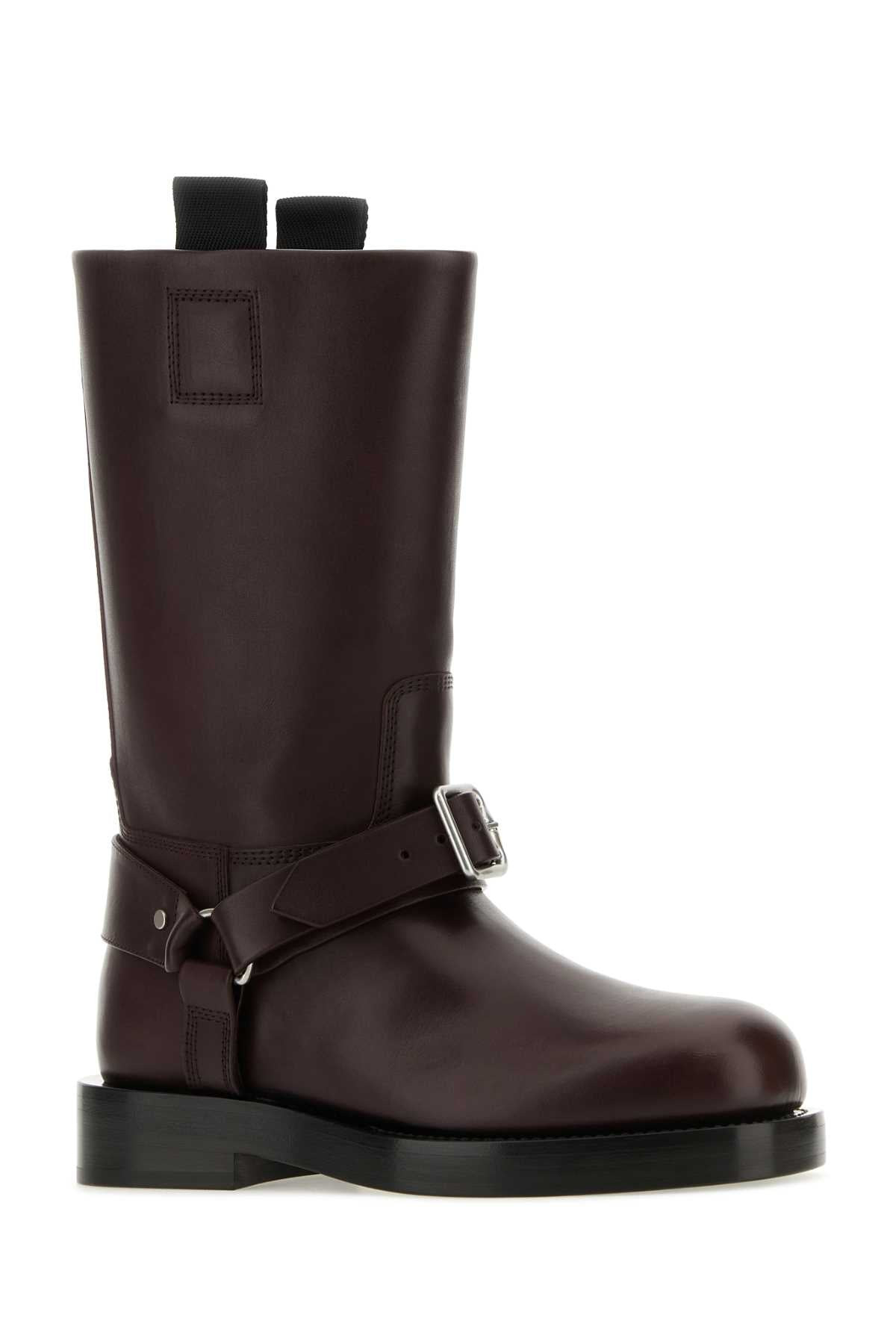 Burberry Women Aubergine Leather Saddle Ankle Boots - 2