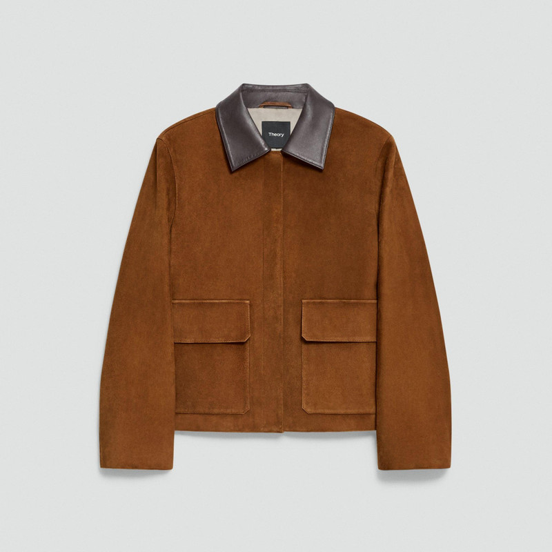 Boxy Patch Pocket Jacket in Suede 1