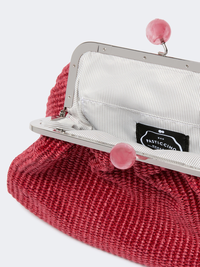 FORTUNA Medium raffia-effect Pasticcino bag - ANTIQUE ROSE 5