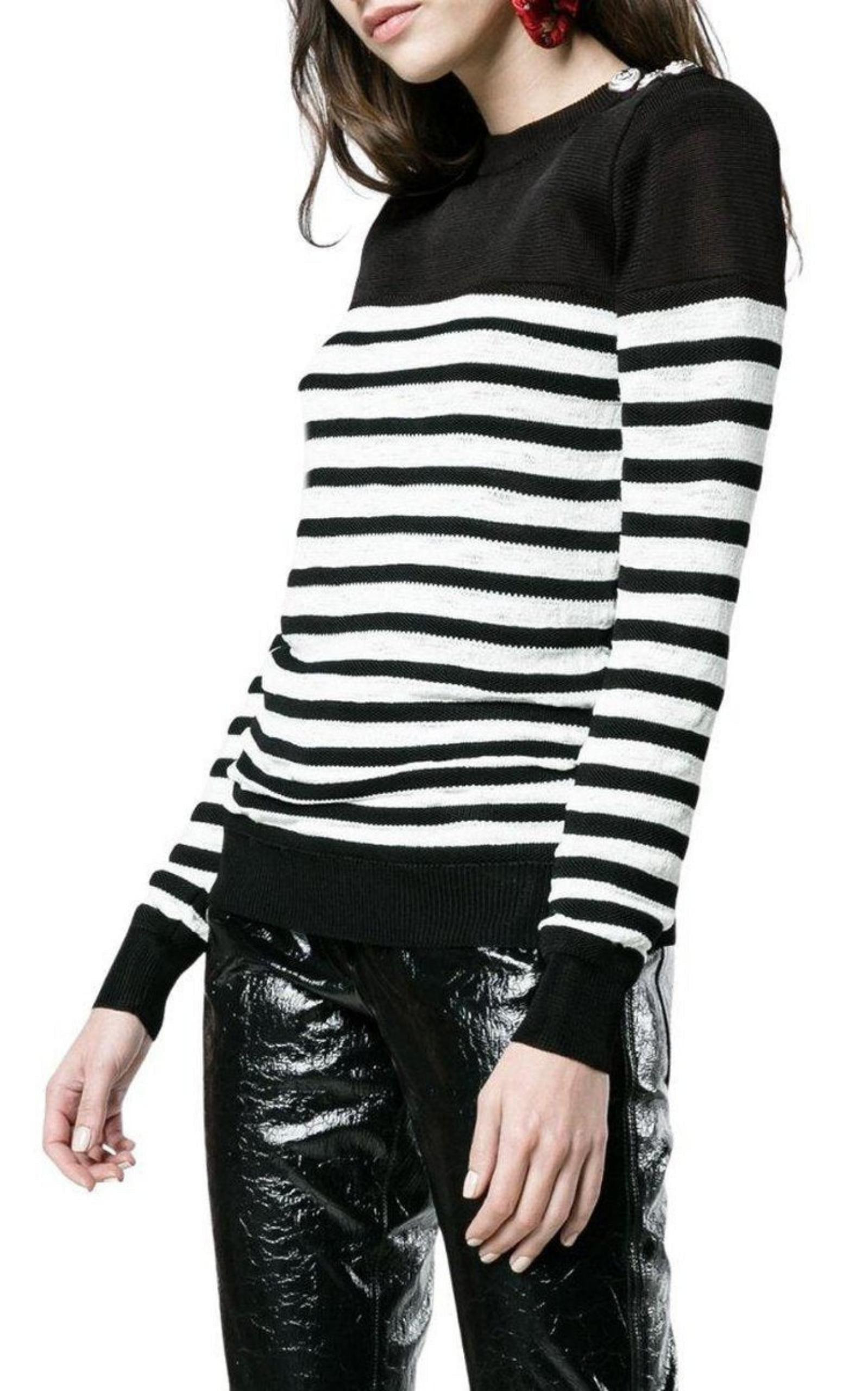 Crew Neck Stripe Long Sleeve Jumper - 3