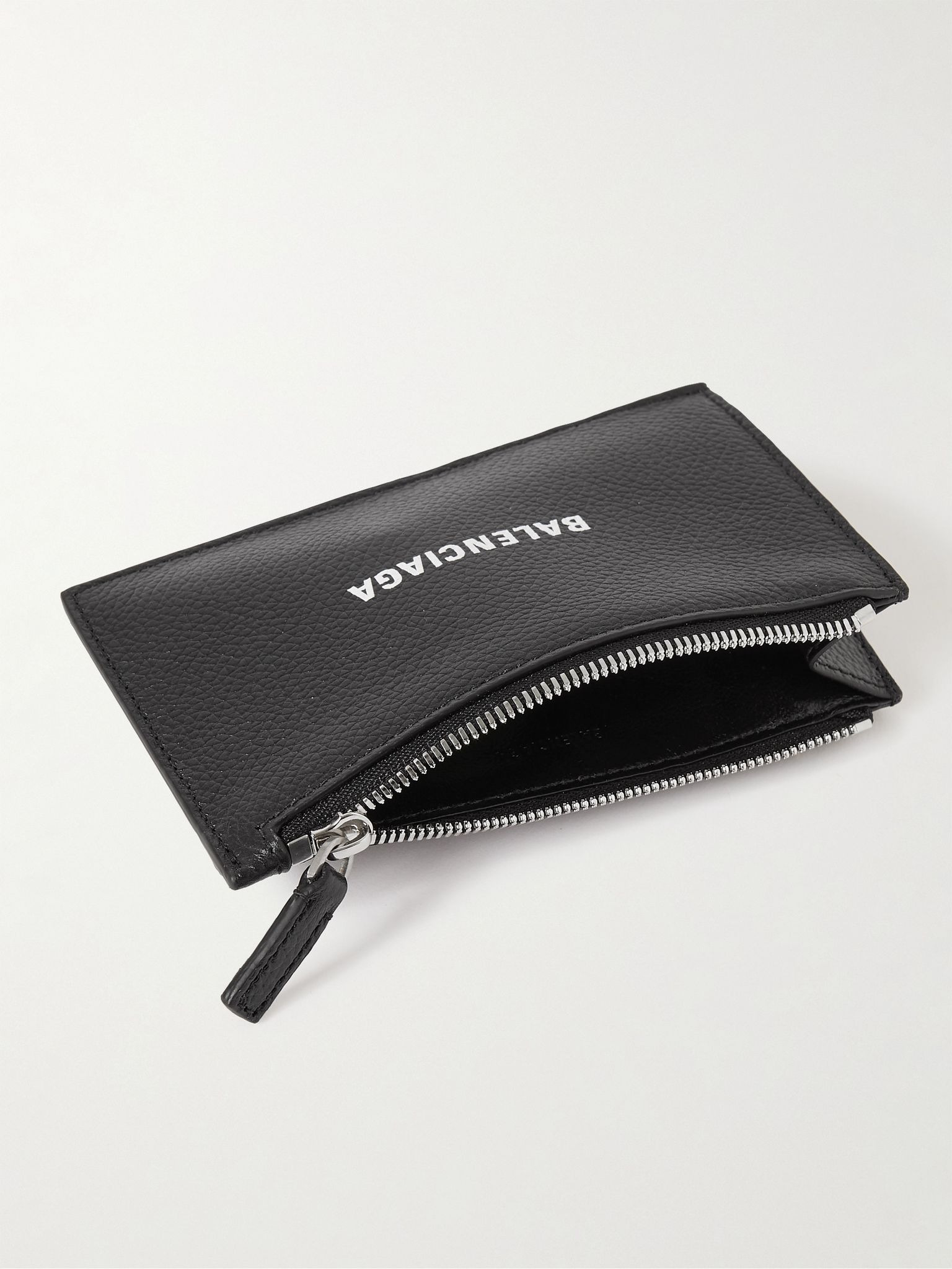 Cash Logo-Print Full-Grain Leather Zipped Cardholder Black - 4