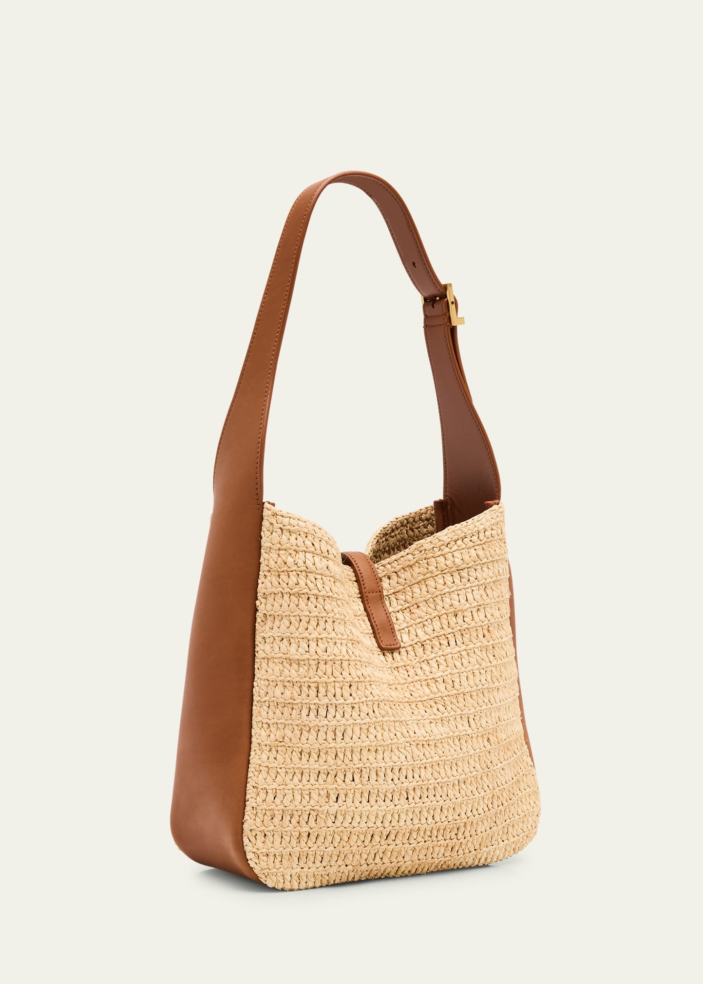 Le 5 A 7 Small YSL Hobo Bag in Raffia and Leather - 3