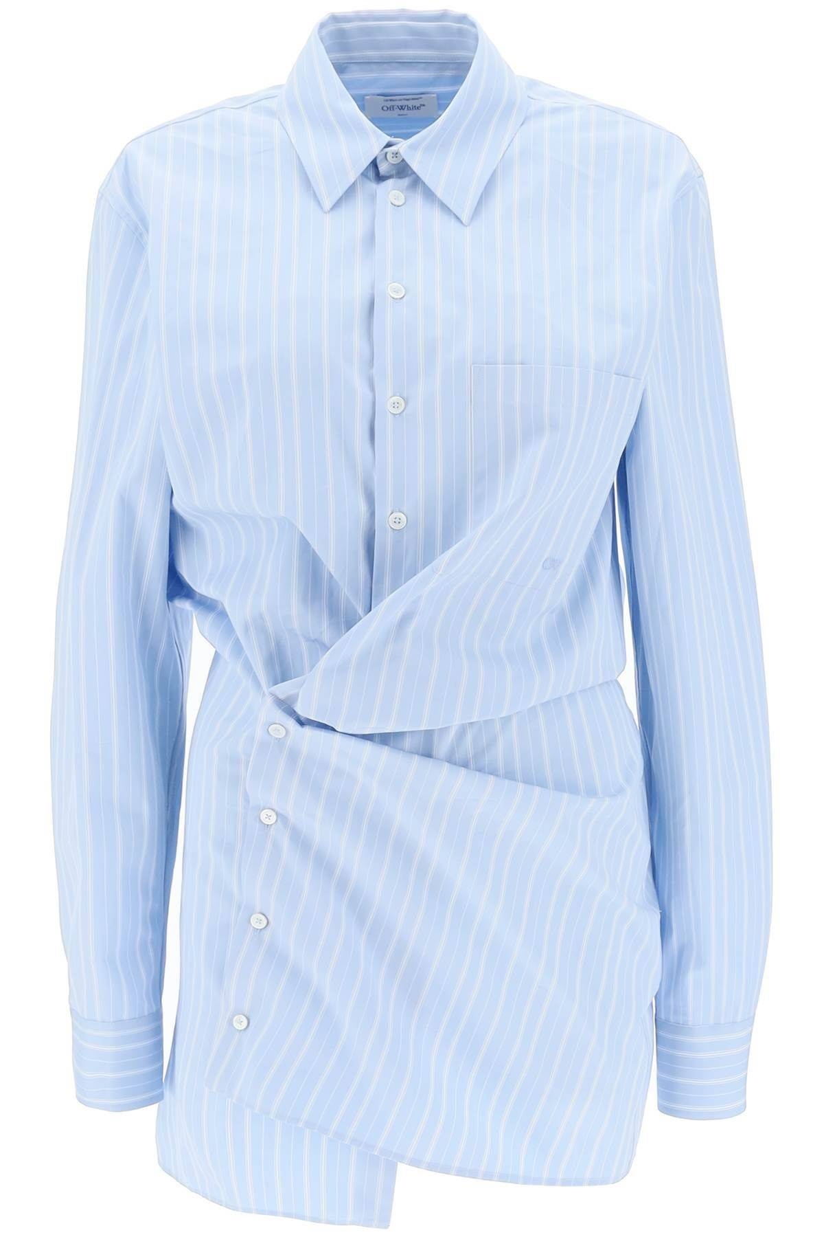 STRIPED-POPLIN MINI SHIRT DRESS - 1