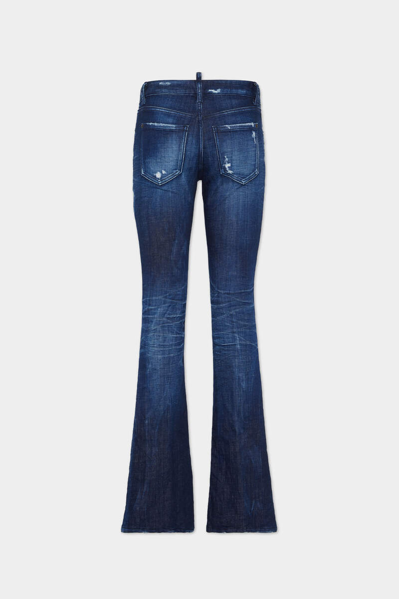 DARK MIDNIGHT BLUE WASH MEDIUM WAIST FLARE JEANS - 2
