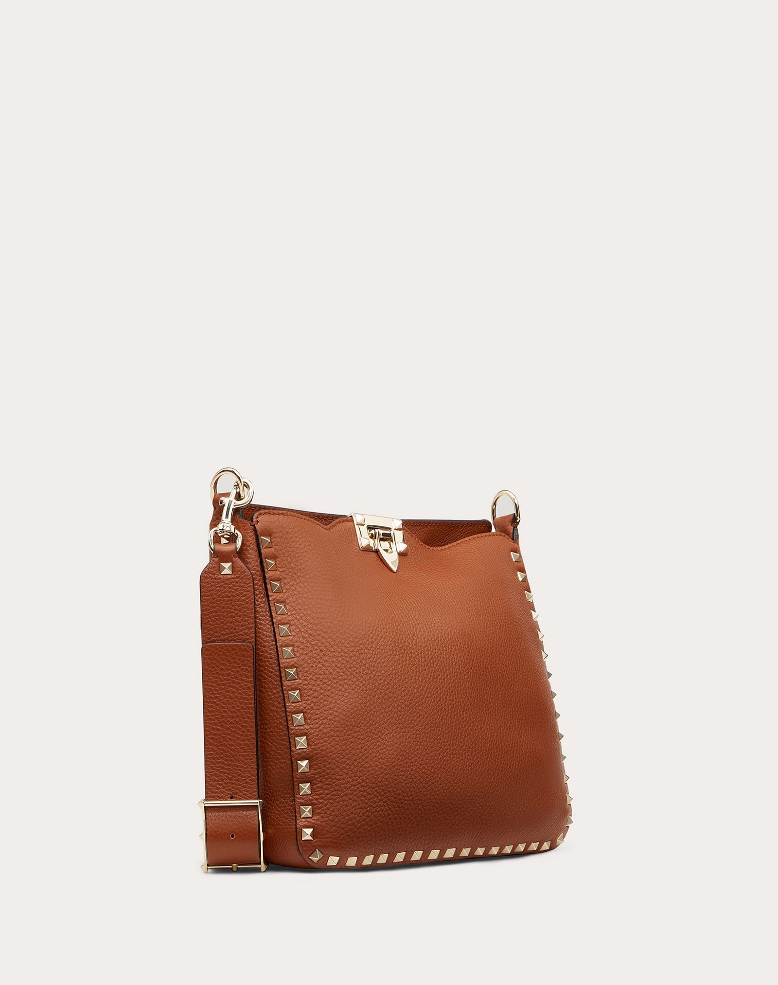 Small Rockstud Grainy Leather Hobo Bag - 2