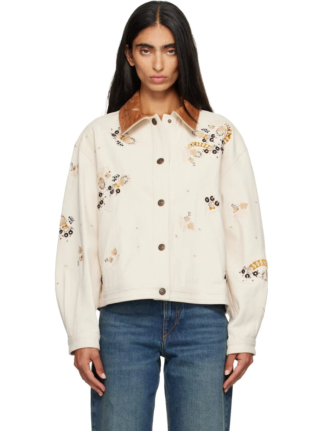 Beige Lavine Denim Jacket - 1