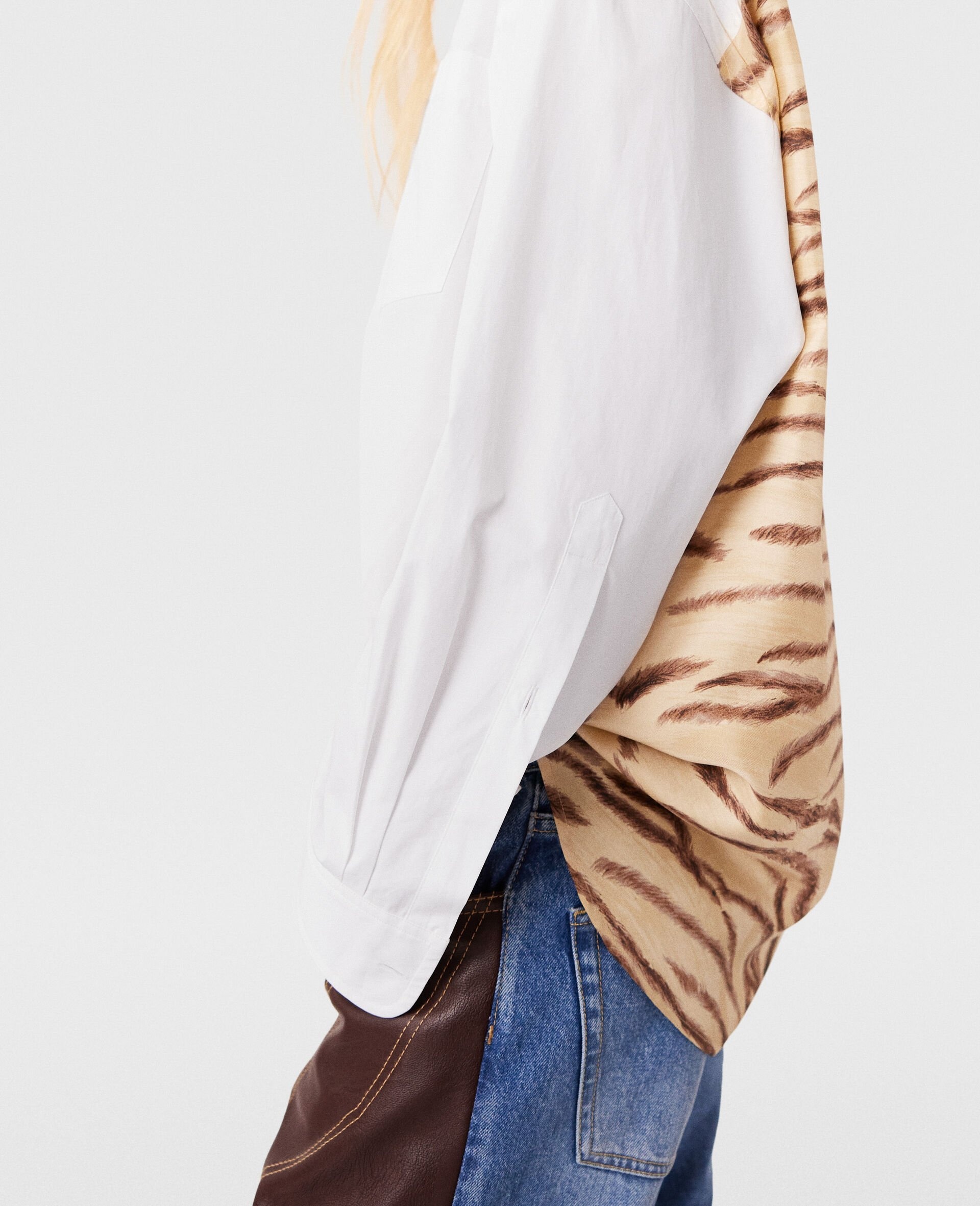 Tiger Print Panel Shirt - 5