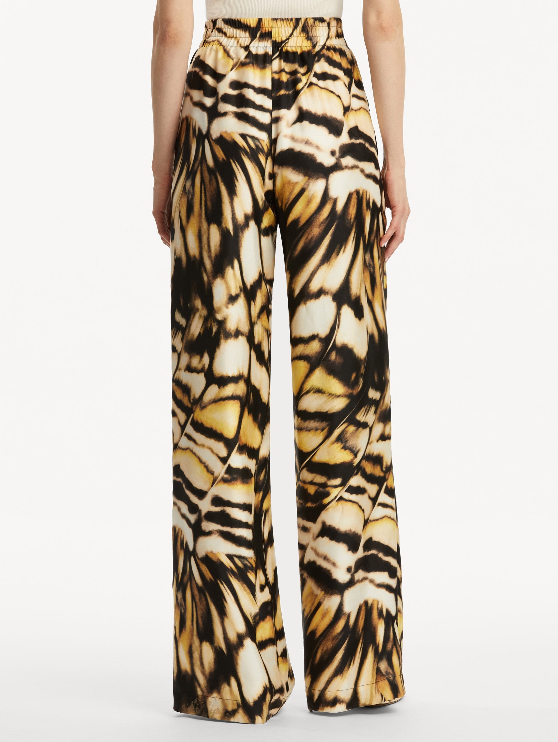 ABSTRACT BUTTERFLY SILK TWILL PANT - 3