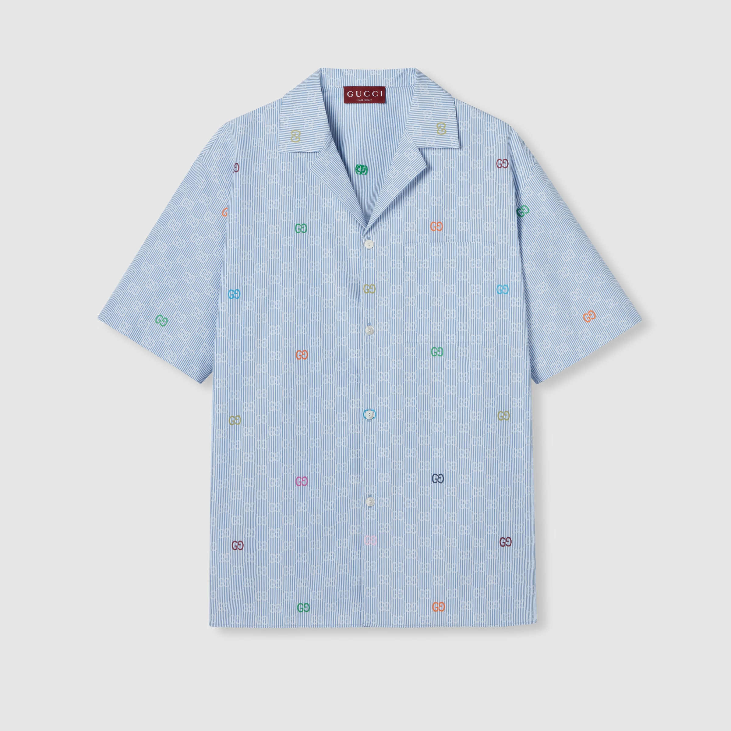 Striped cotton bowling shirt - 1