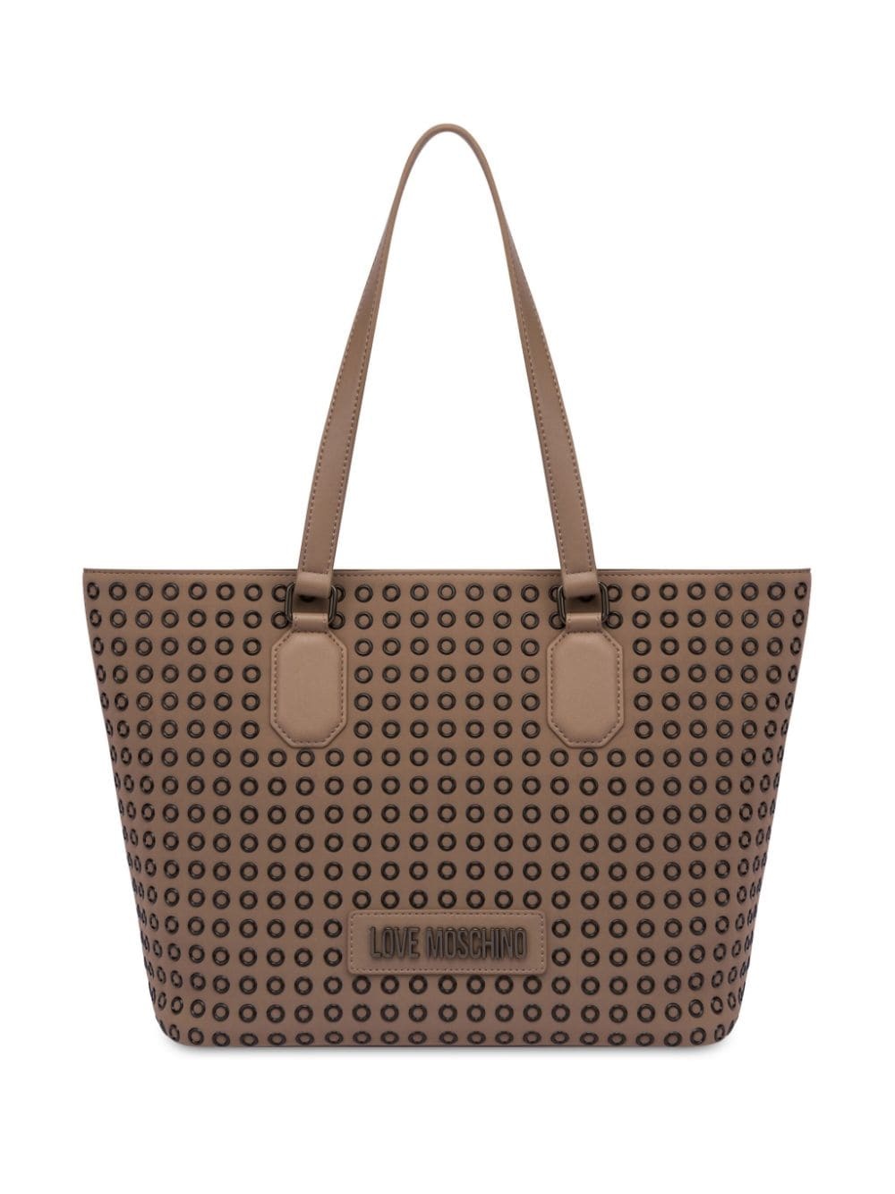 logo-lettering eyelet tote bag - 1