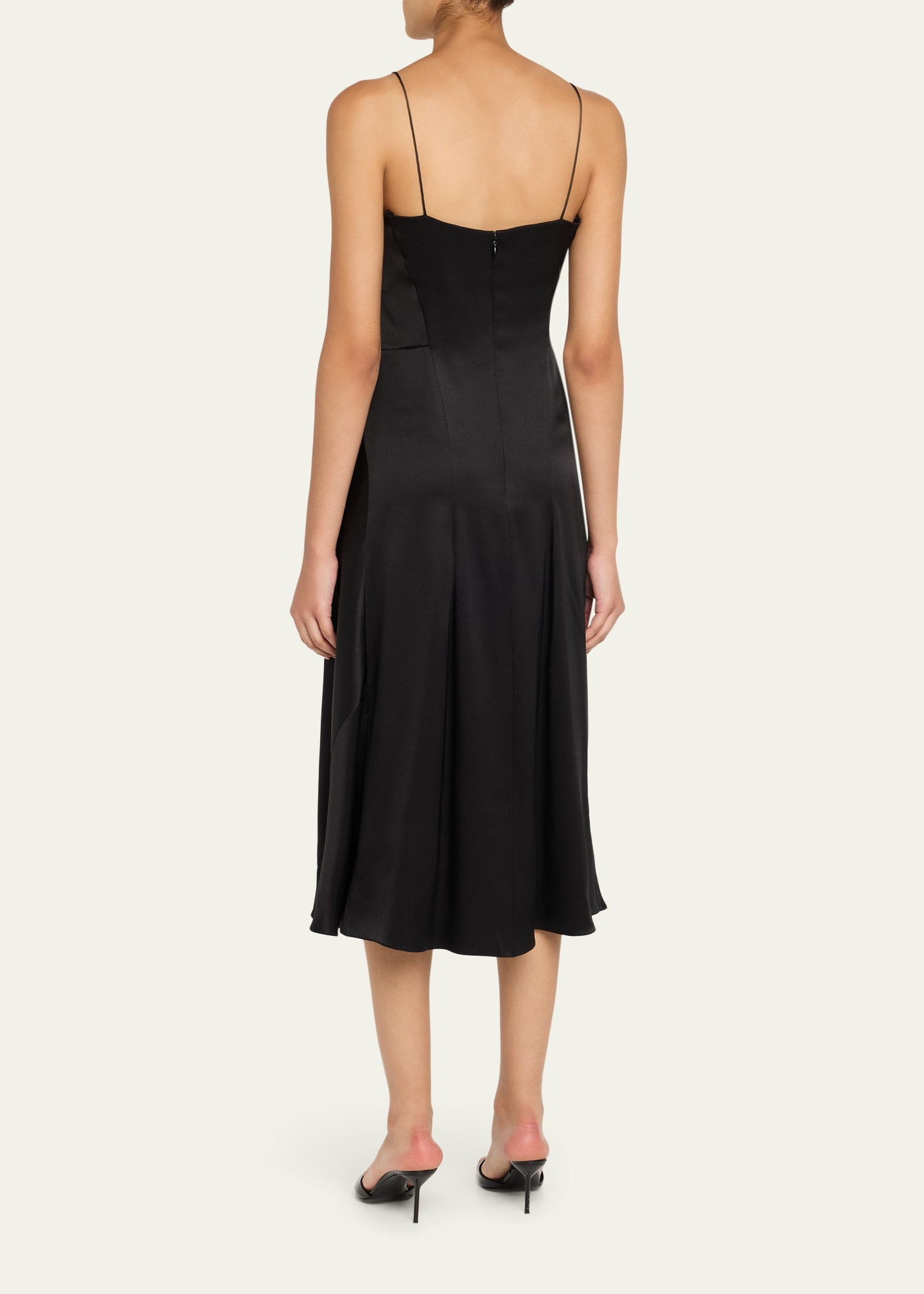 Double Silk Satin Spaghetti-Strap Midi Dress - 3
