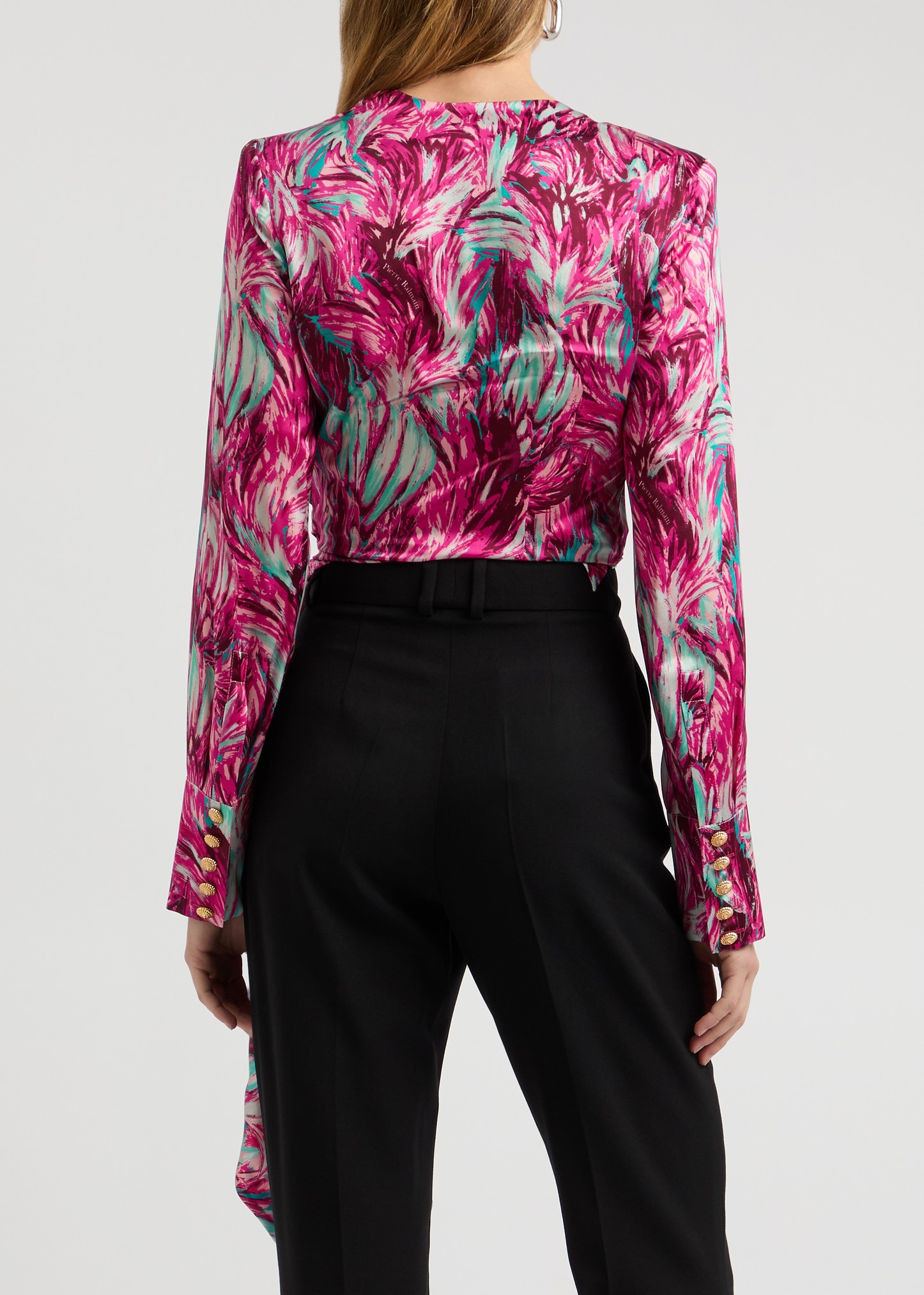 Printed silk-satin wrap blouse - 3