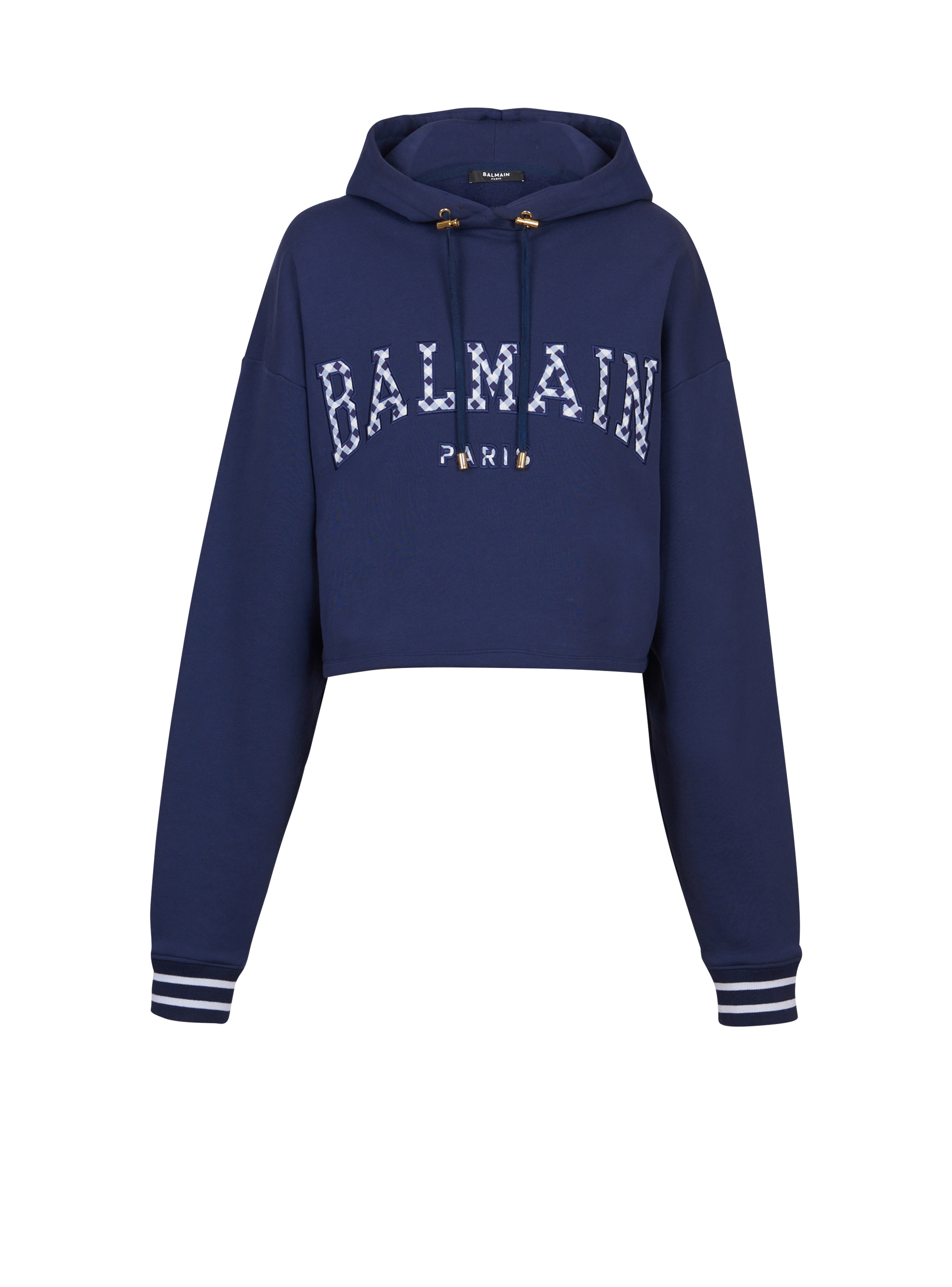 Balmain Paris gingham hoodie - 1