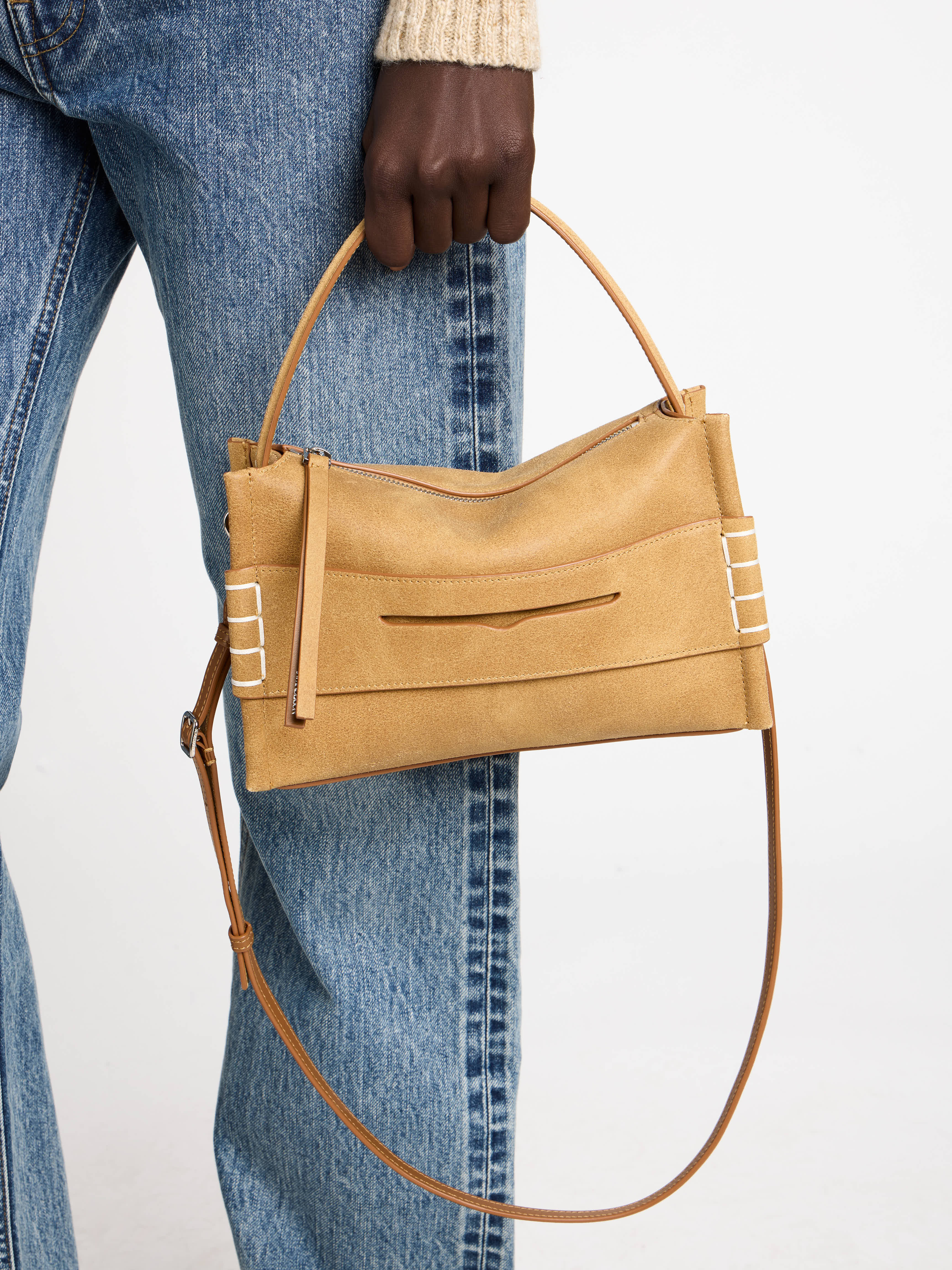 LOAFER BAG IN GOLD IN WAXED SUEDE - 2