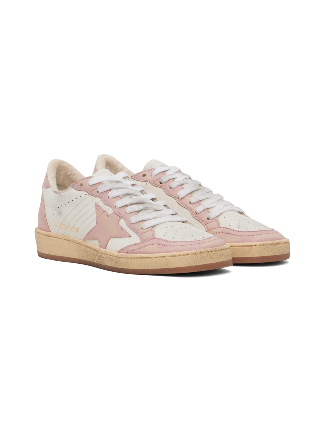 White & Pink Ball Star Sneakers - 4