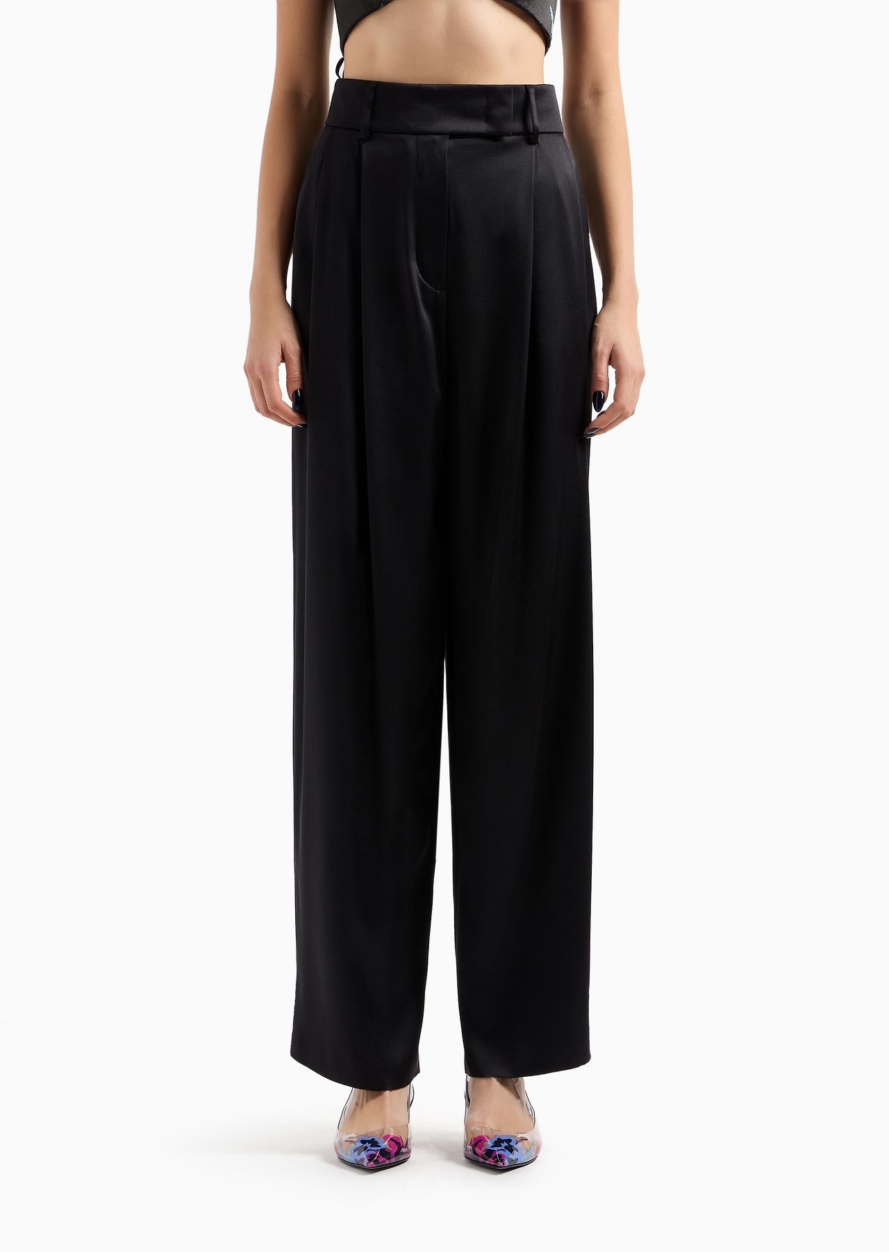 Double-sided silk-satin two-pleat trousers - 2