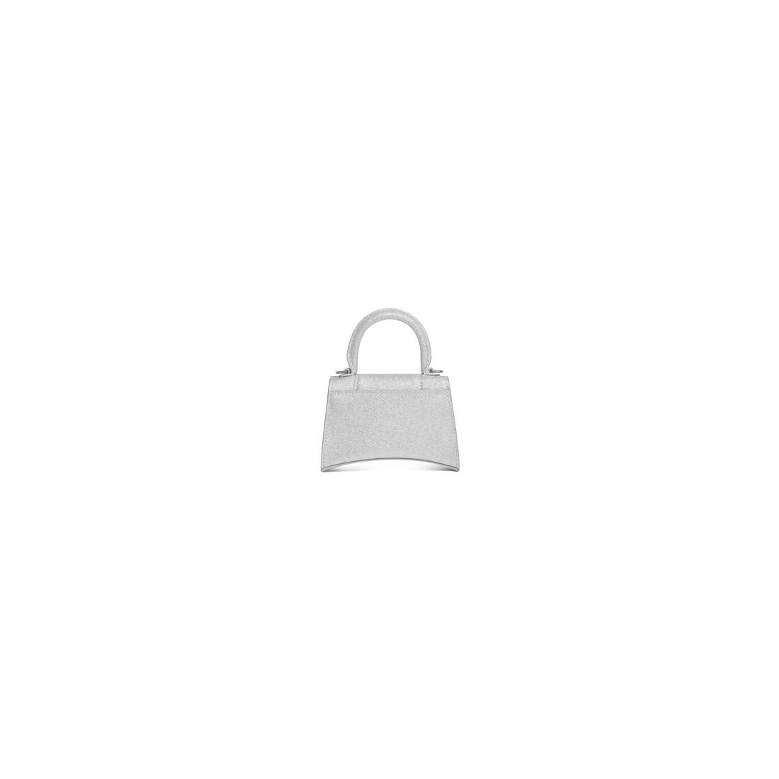 Women's Hourglass Mini Handbag With Chain In Sparkling Fabric  in Silver - 4