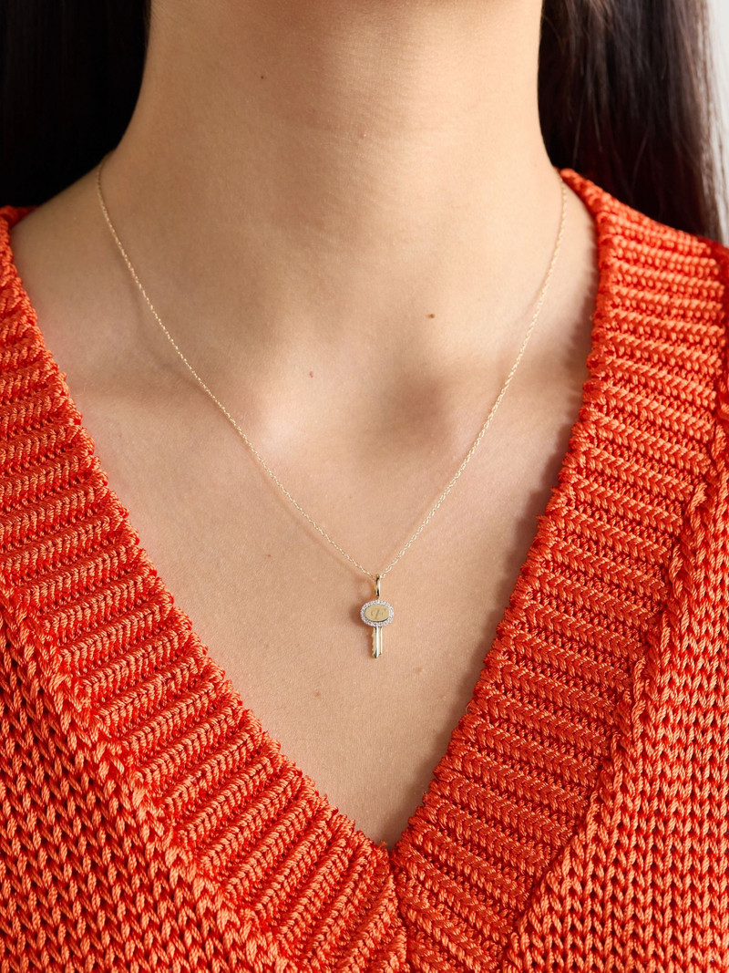 STONE AND STRAND Home Sweet Home 10-karat gold diamond necklace Gold outlook