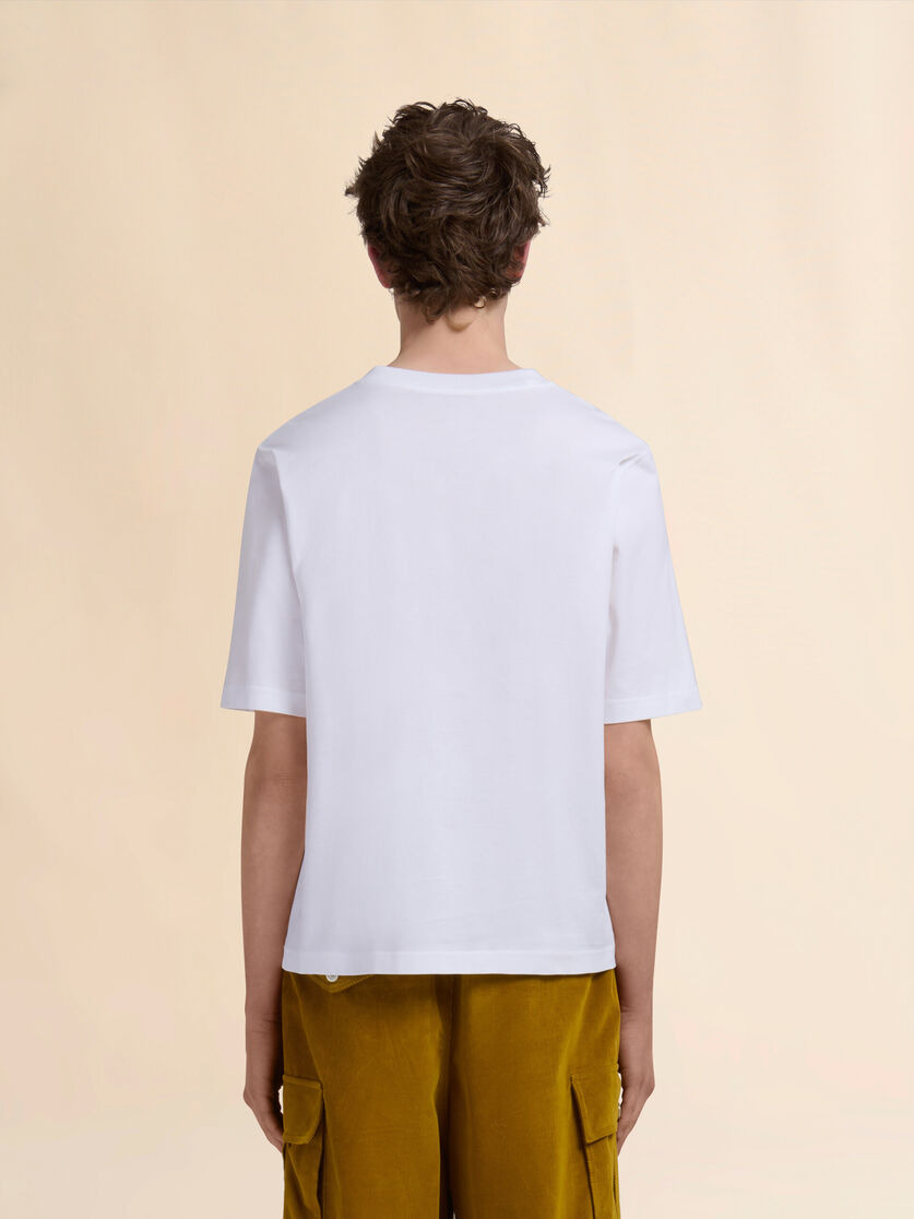 WHITE COTTON T-SHIRT WITH MARNI MONOLITH PRINT - 3