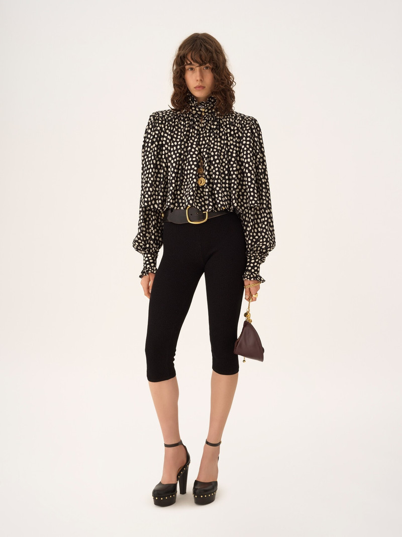 Chloé MAXI GATHERED HIGH-NECK TOP IN SILK JACQUARD outlook