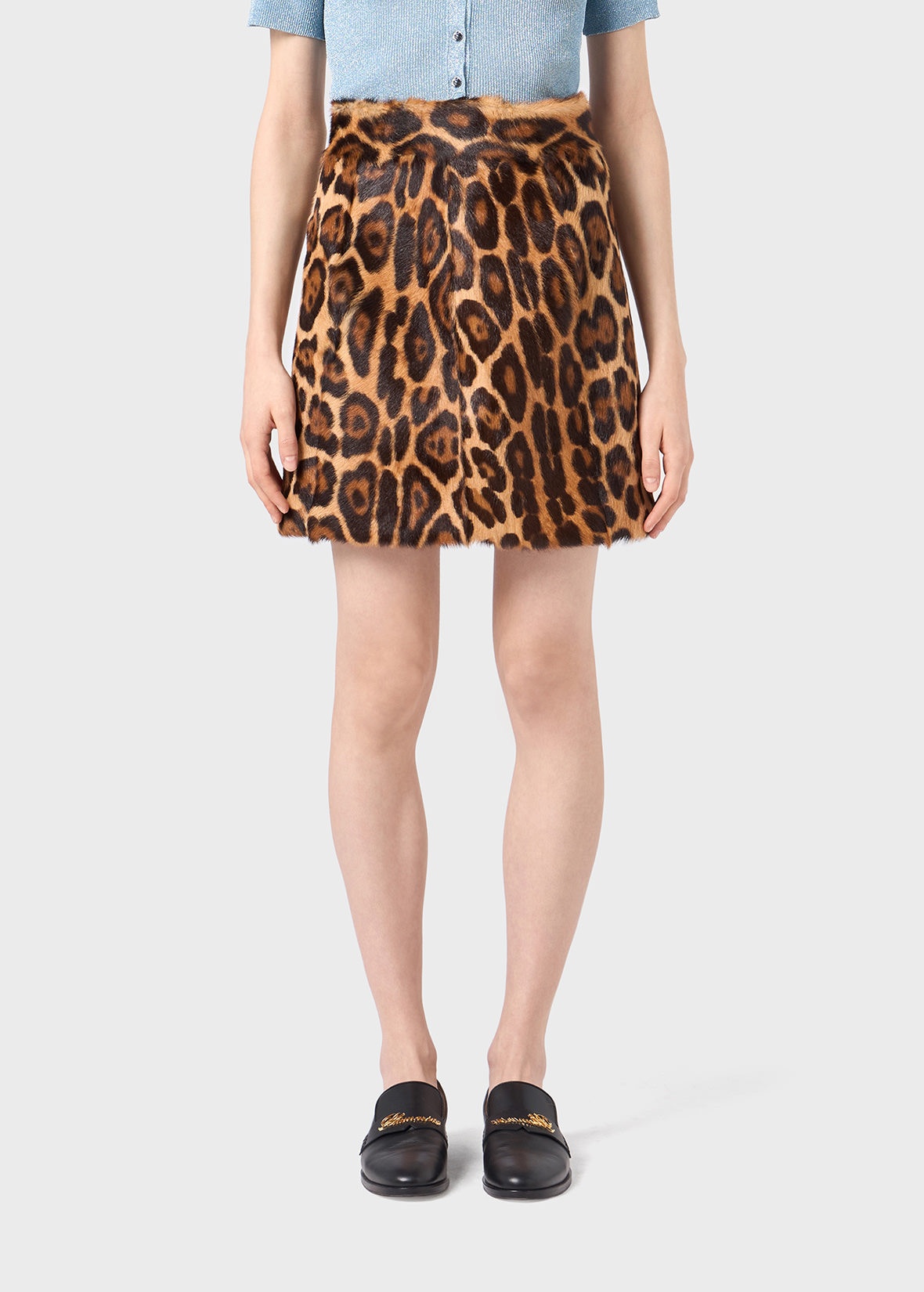 ANIMALIER PRINT FUR MINI SKIRT - 3