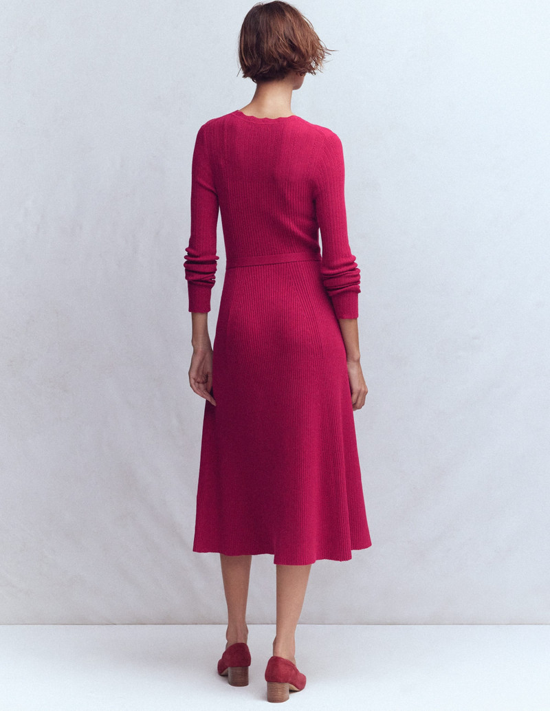 Isobel Knitted Midi Dress-Pomegranate 5