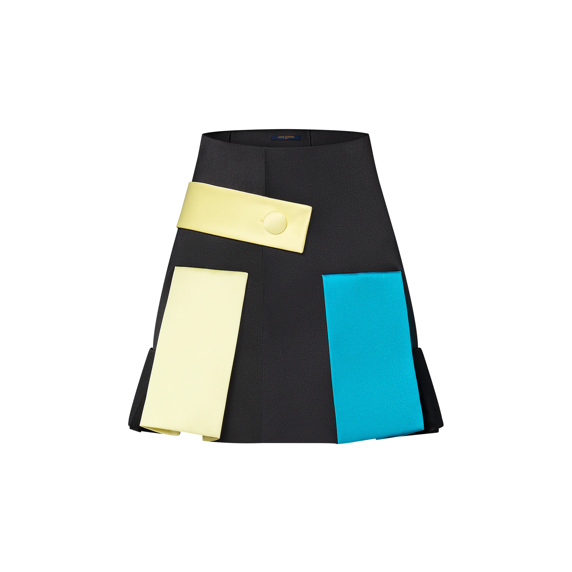Color-Blocked Button Tab Pleat Skirt - 1