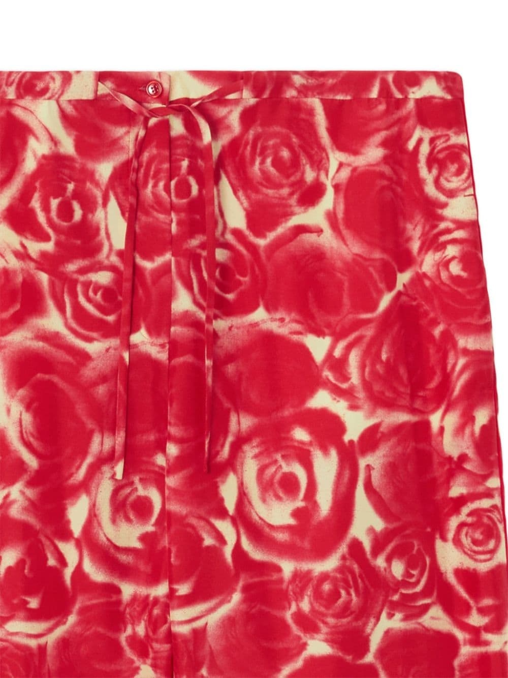 rose-print drawstring silk trousers - 2