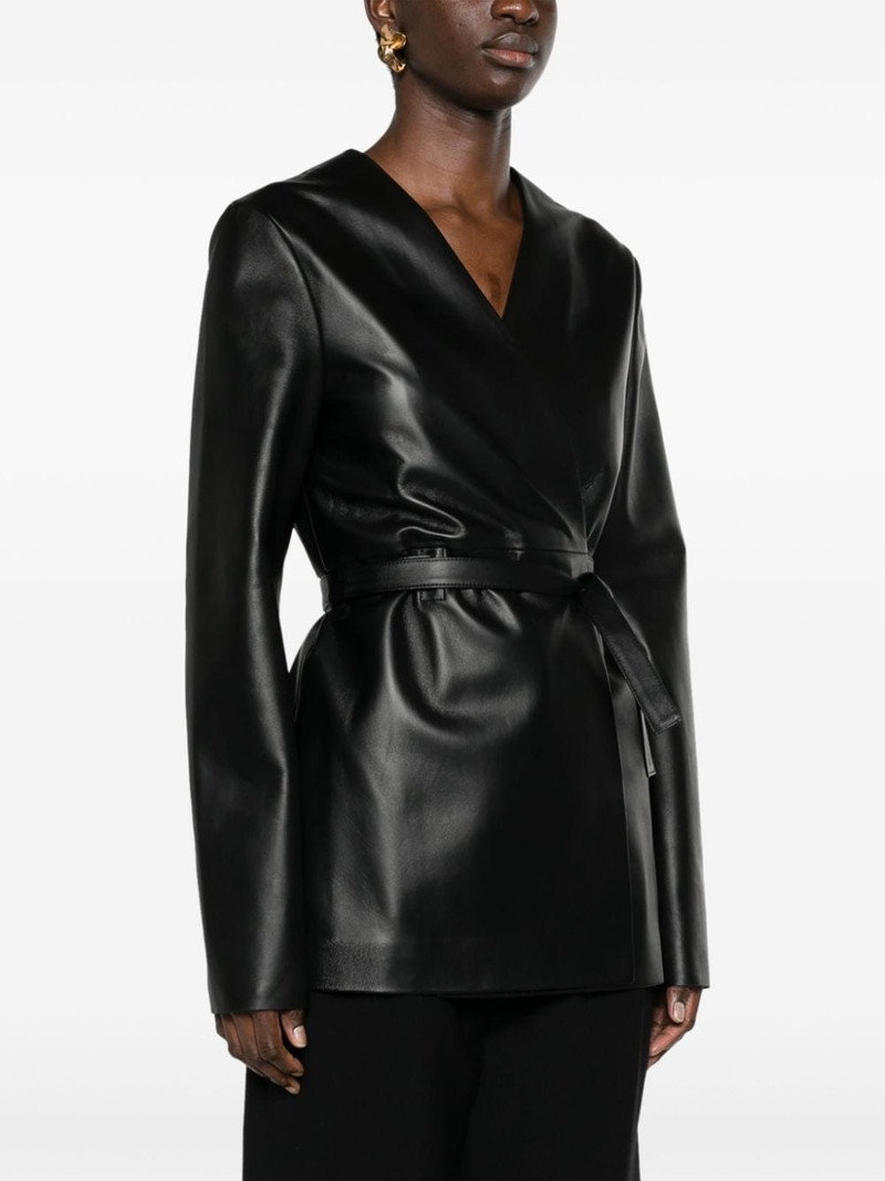 wrap-design leather jacket 3