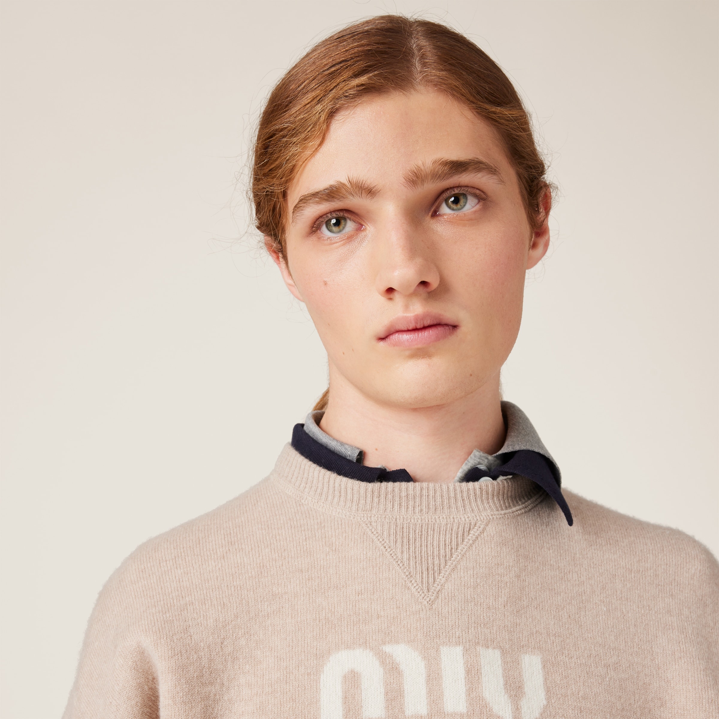 Double cashmere sweater with logo - 4