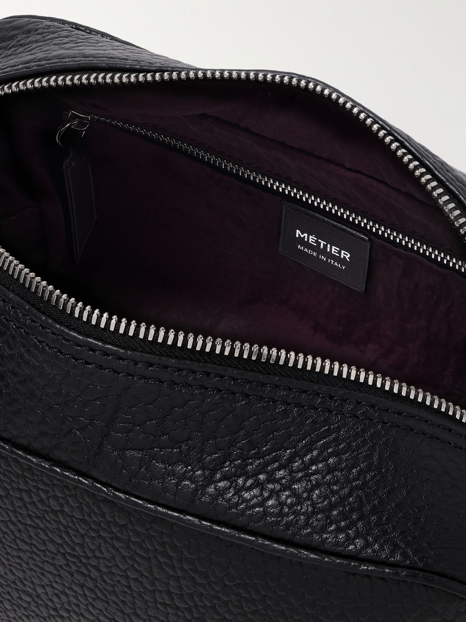 Full-Grain Leather Wash Bag Black - 4