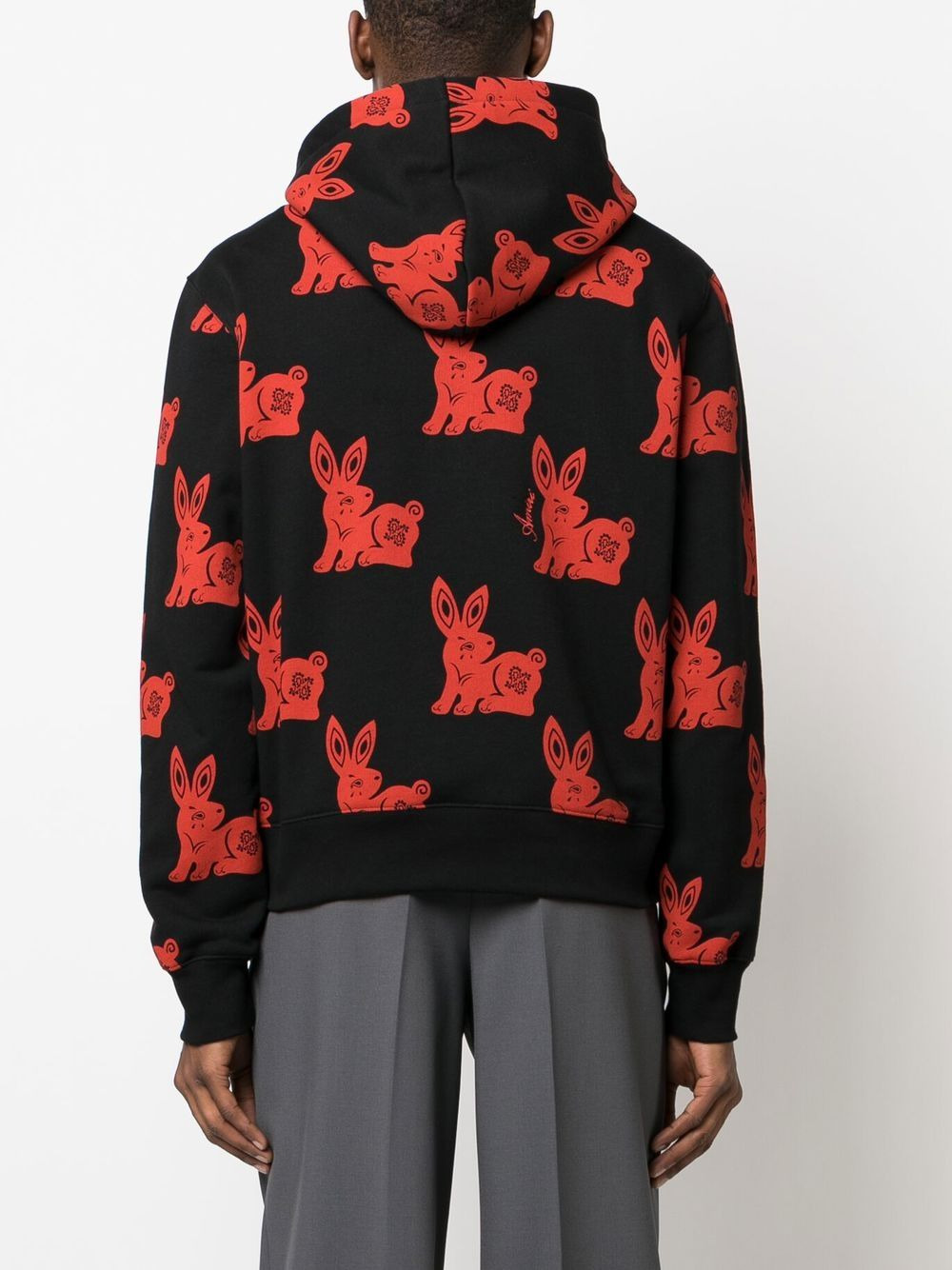 rabbit-motif cotton hoodie - 4