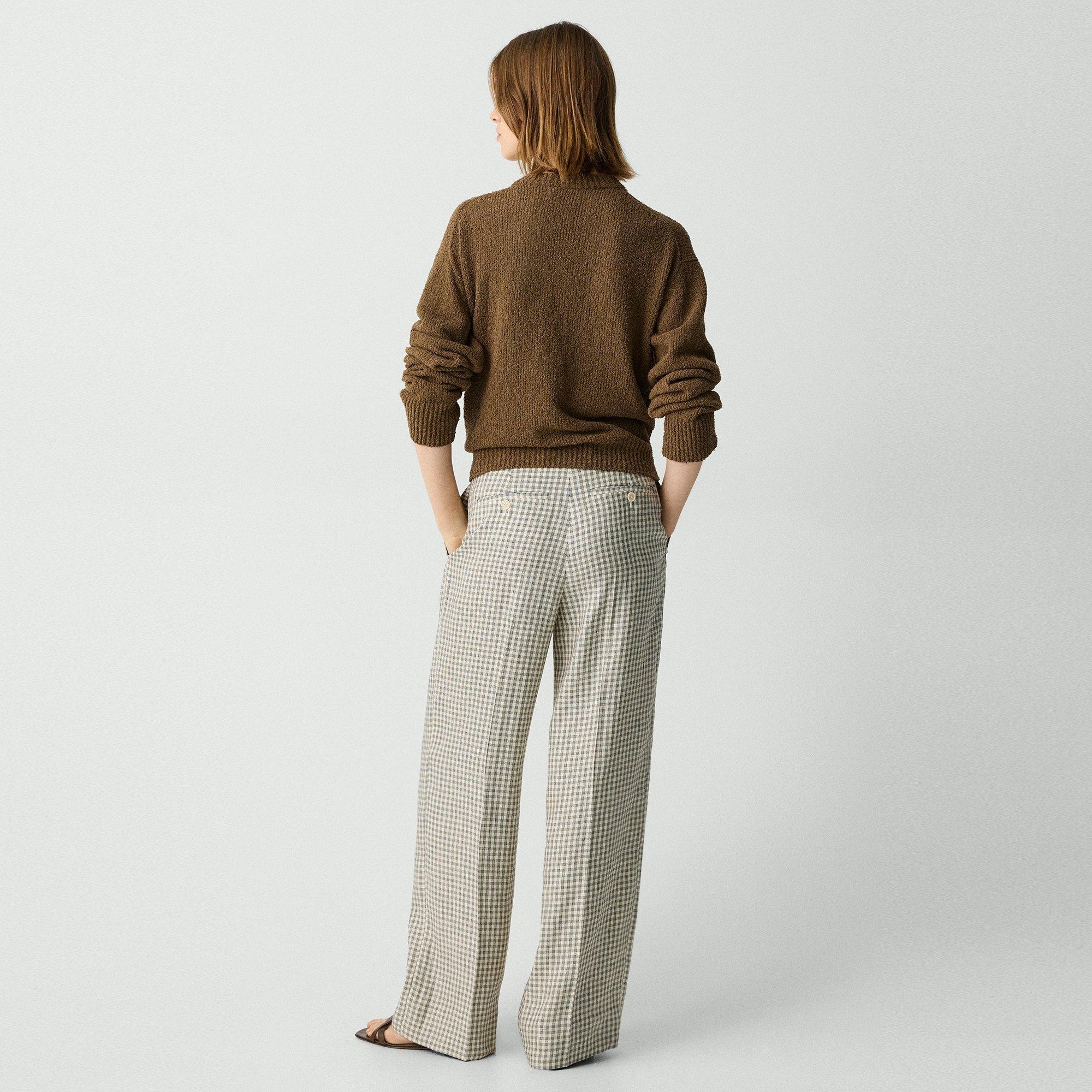 Straight Pant in Checked Linen-Blend - 4