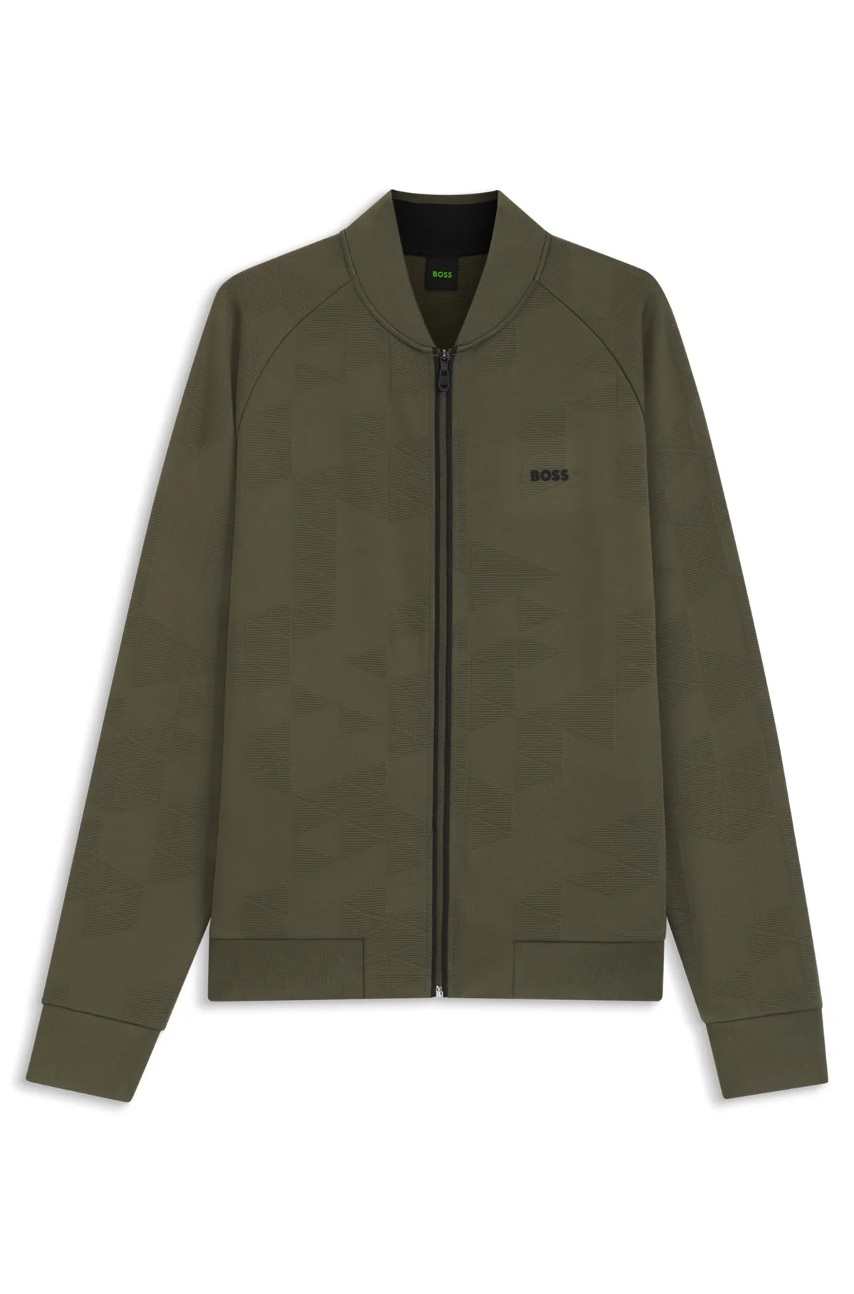 TRIANGLE-JACQUARD ZIP-UP SWEATSHIRT WITH RUBBERIZED LOGO - 1