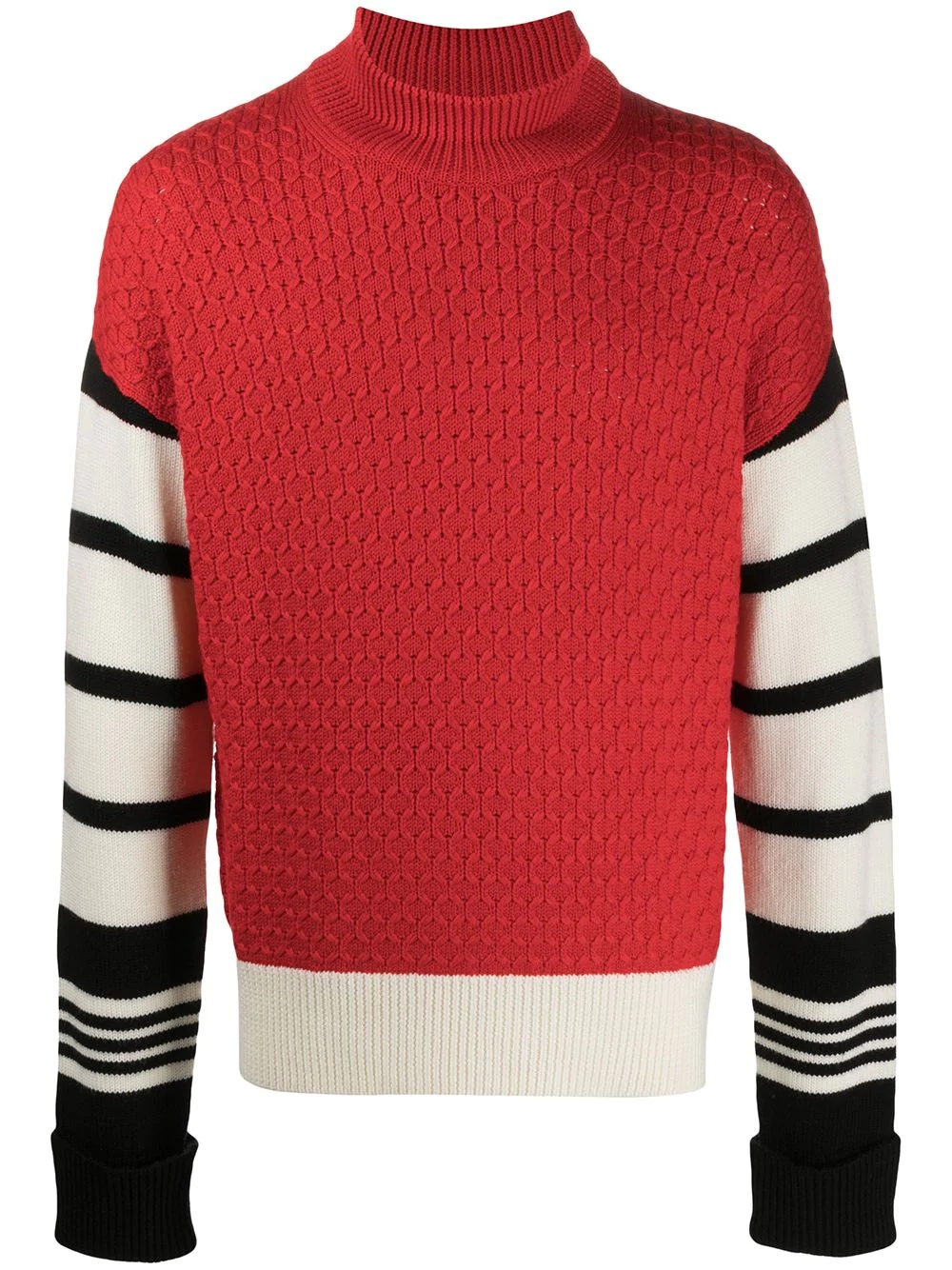 striped-sleeve jumper - 1