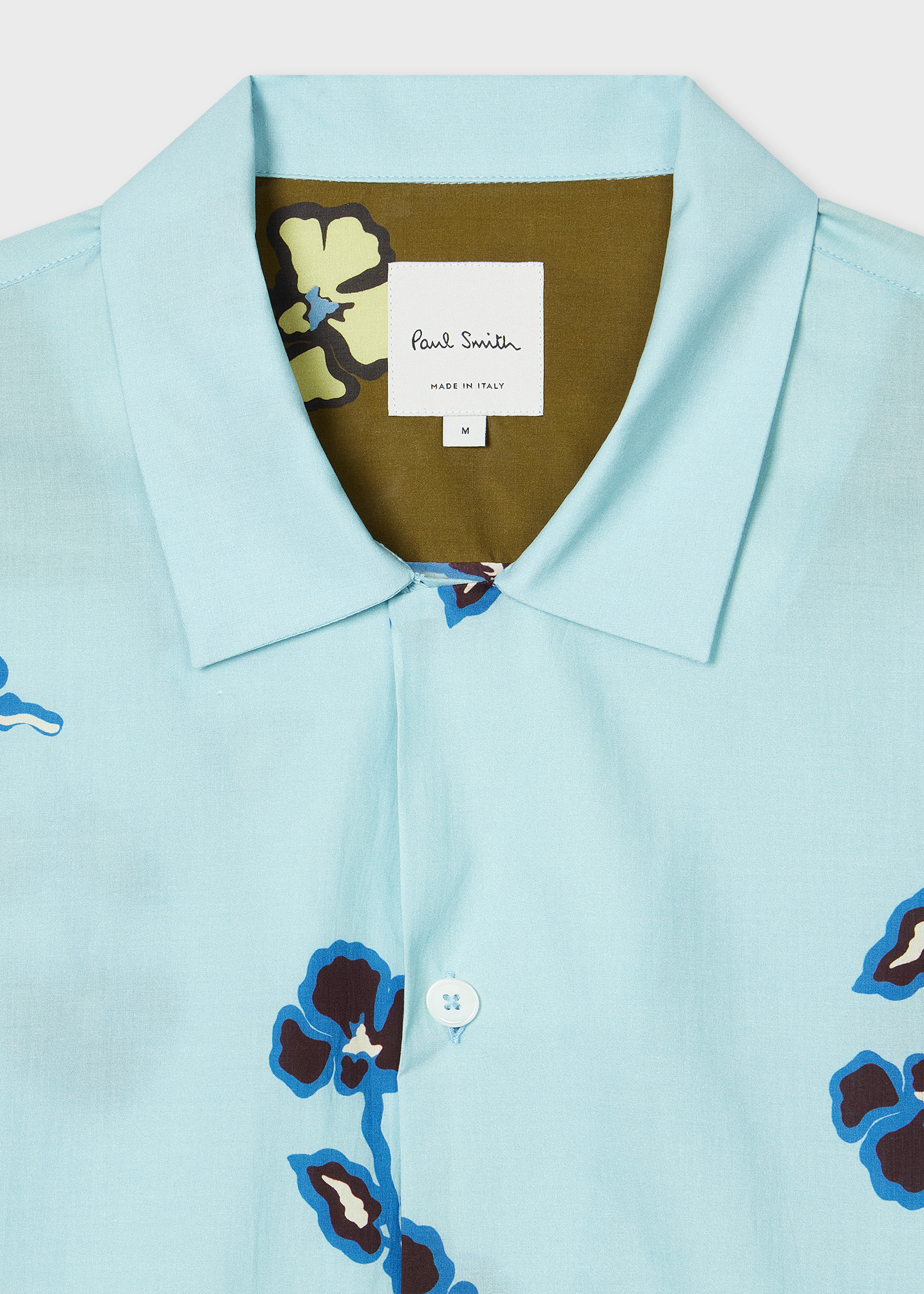 Light Blue Cotton-Lyocell 'Tri Flower' Short-Sleeve Shirt - 3
